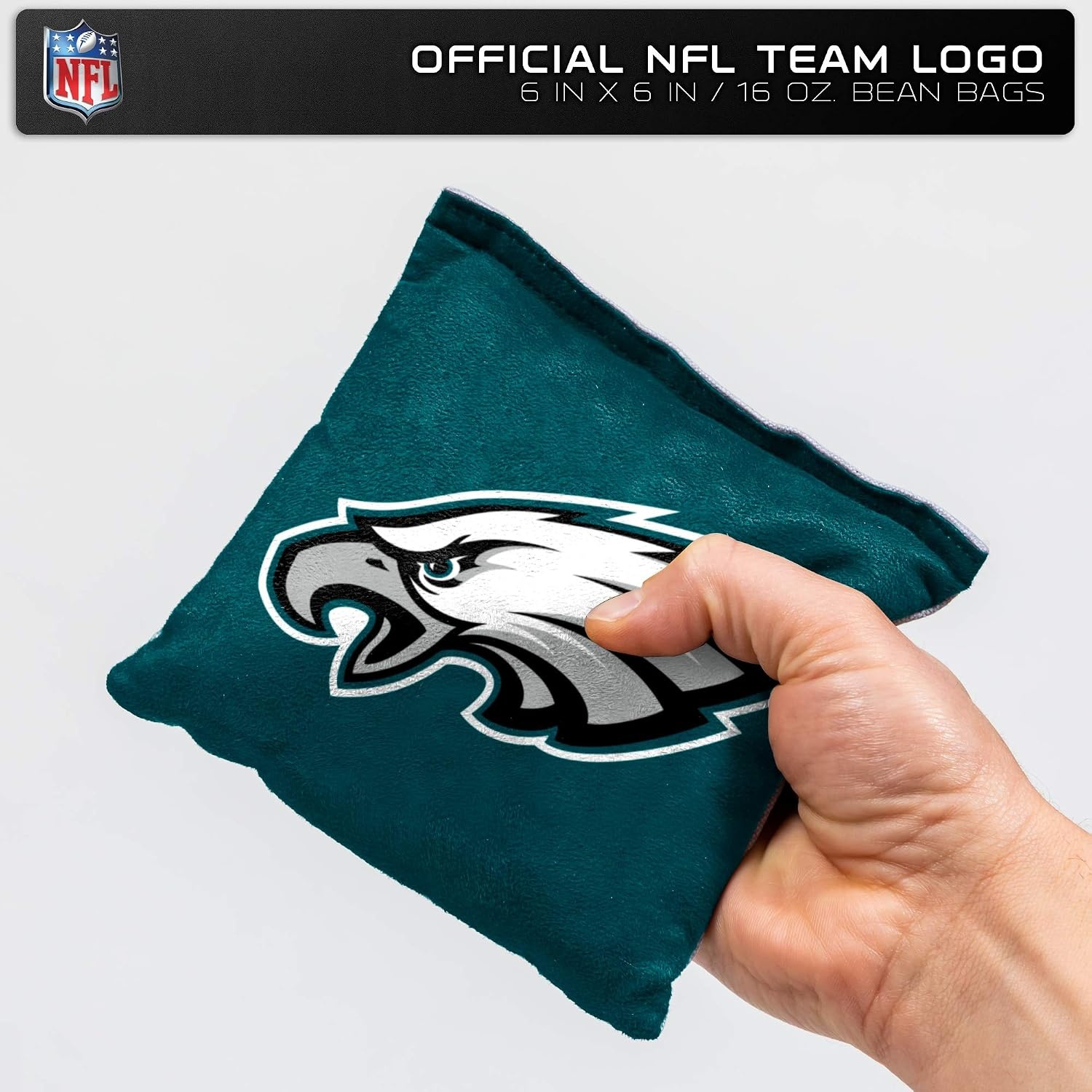 NFL Pro Football Dual Sided Bean Bags by Wild Sports, 8 Count, Premium Toss Bags for Cornhole Set – Great for Tailgates, Outdoors, Backyard(Philadelphia Eagles)