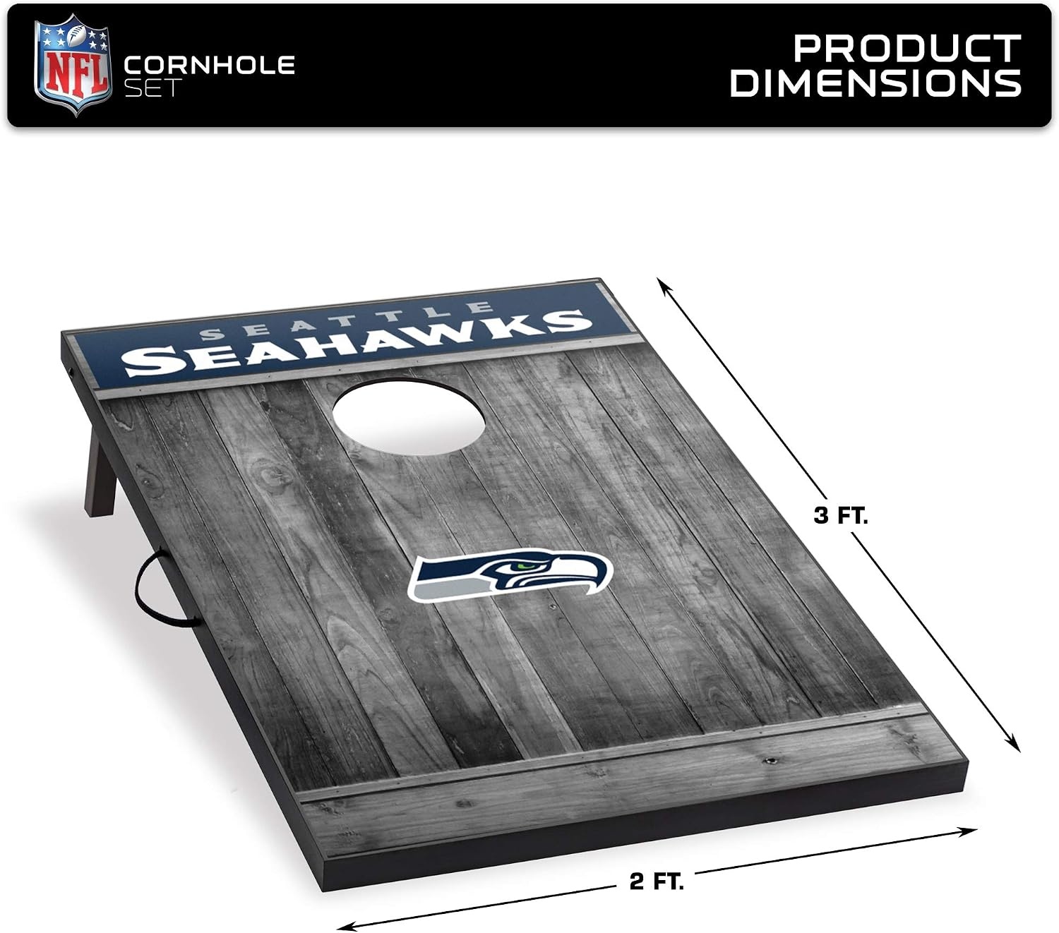 Wild Sports 2’x3′ MDF Wood NFL Cornhole Set(Seattle Seahawks)