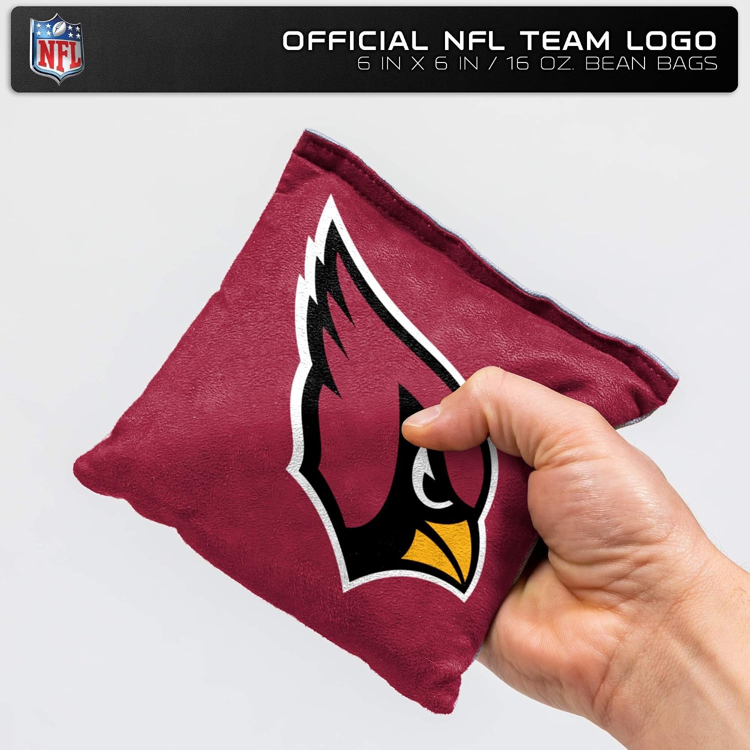 NFL Pro Football Dual Sided Bean Bags by Wild Sports, 8 Count, Premium Toss Bags for Cornhole Set – Great for Tailgates, Outdoors, Backyard(Arizona Cardinals)