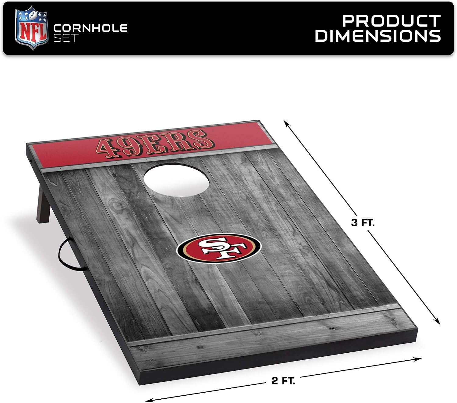 Wild Sports 2’x3′ MDF Wood NFL Cornhole Set(San Francisco 49ers)