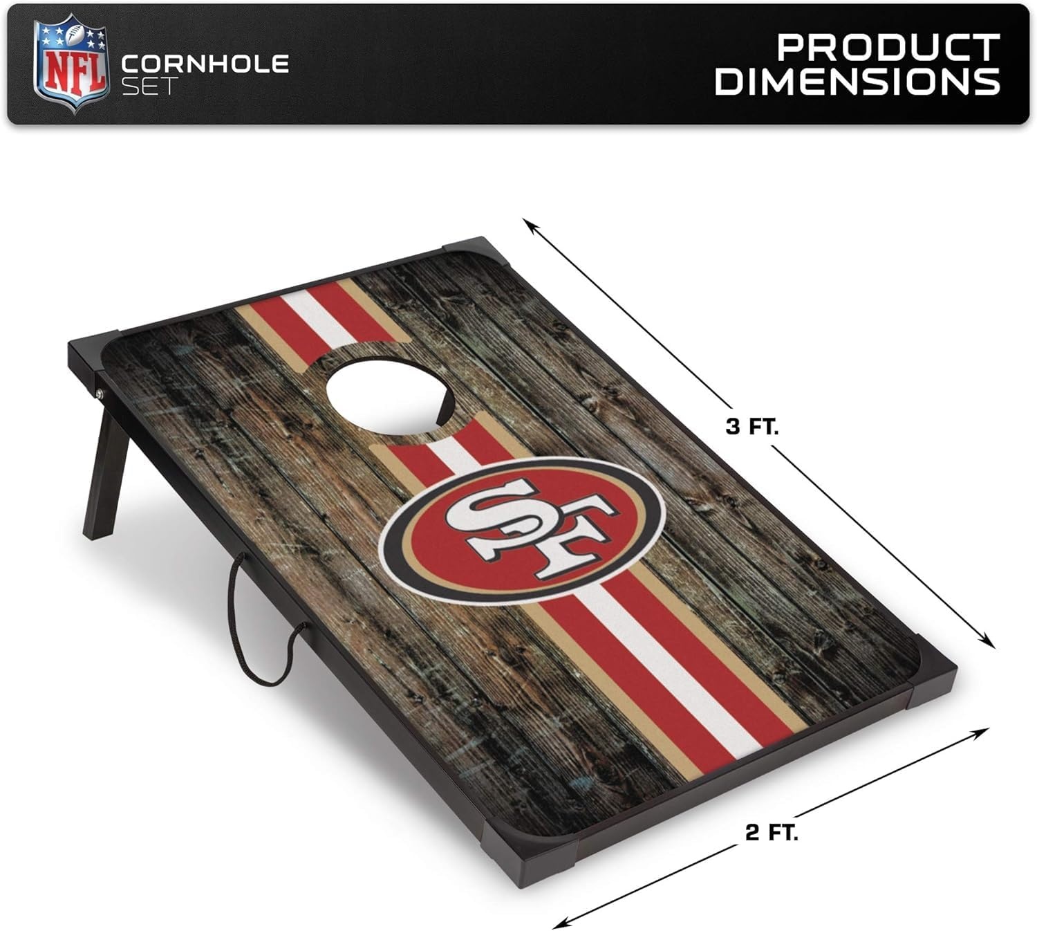 Wild Sports NFL 2′ x 3′ MDF Deluxe Cornhole Set – with Corners and Aprons(San Francisco 49ers)