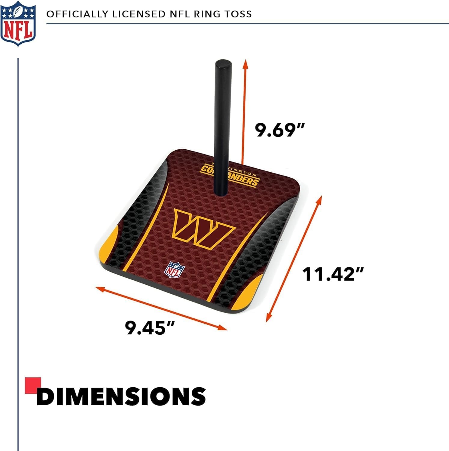Solid Wood NFL Quoits Set with Direct Print HD Team Graphics – Tailgate Ring Toss Game – Great Gift for Any Football Fan  Ring Toss Family Outdoor Games for The Beach(Washington Commanders)