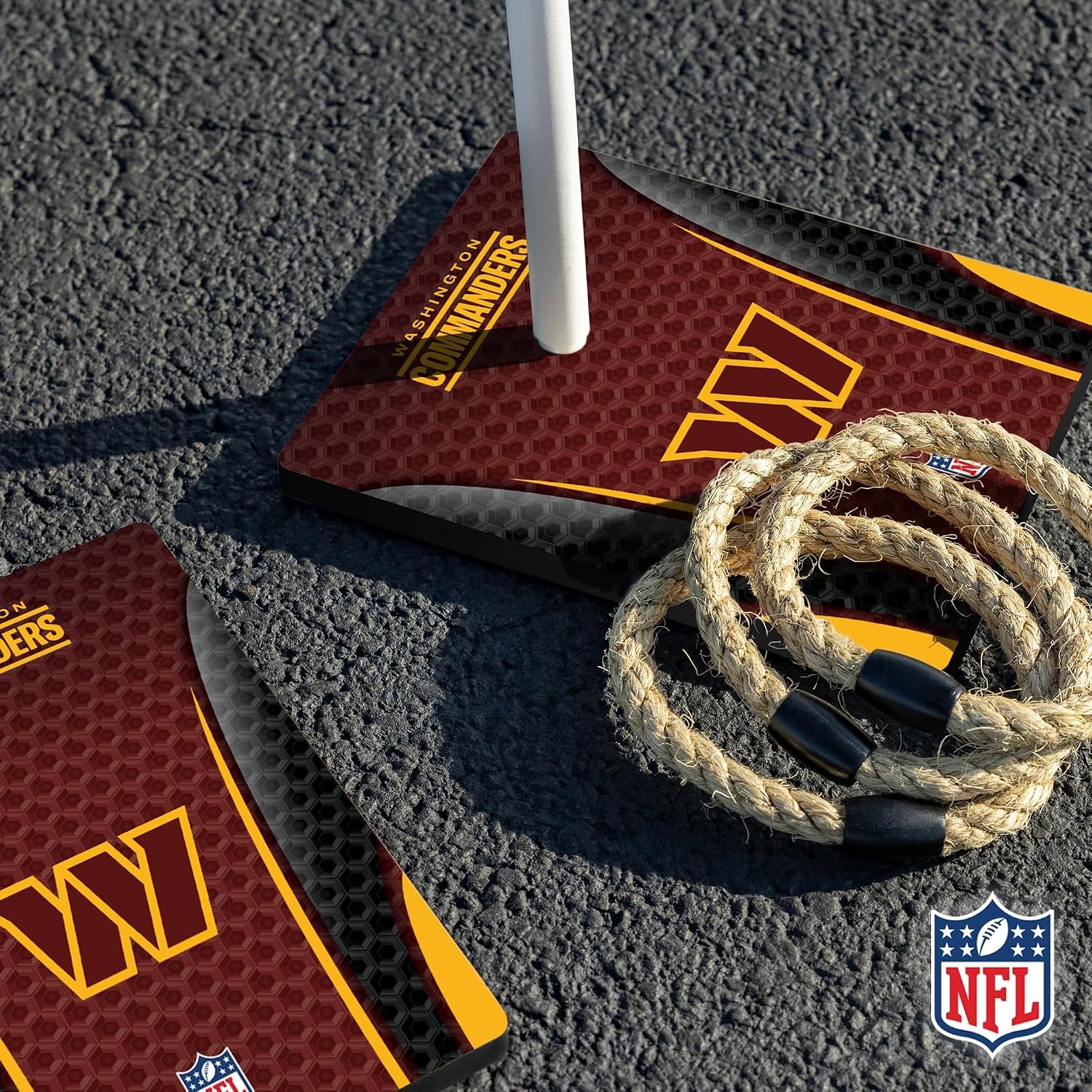 Solid Wood NFL Quoits Set with Direct Print HD Team Graphics – Tailgate Ring Toss Game – Great Gift for Any Football Fan  Ring Toss Family Outdoor Games for The Beach(Washington Commanders)
