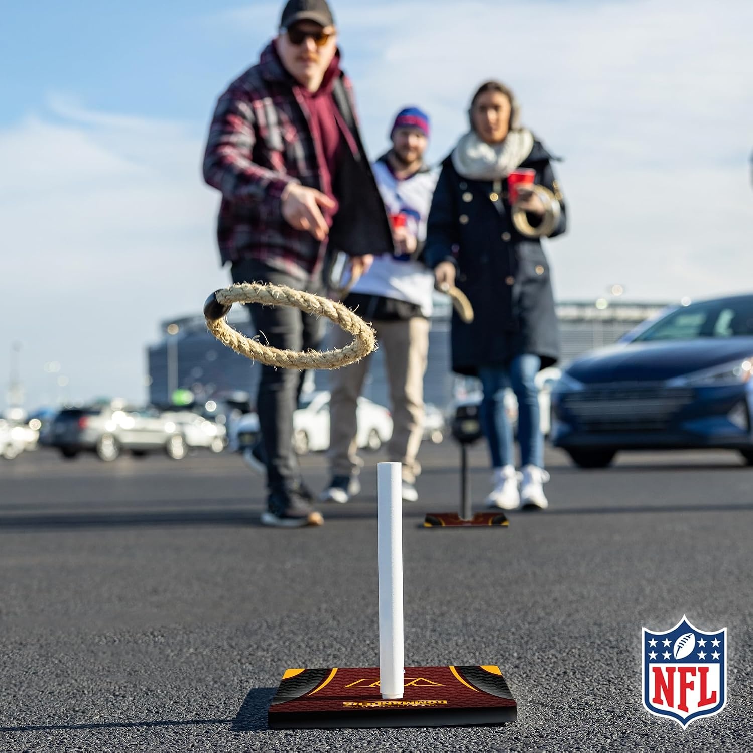 Solid Wood NFL Quoits Set with Direct Print HD Team Graphics – Tailgate Ring Toss Game – Great Gift for Any Football Fan  Ring Toss Family Outdoor Games for The Beach(Washington Commanders)