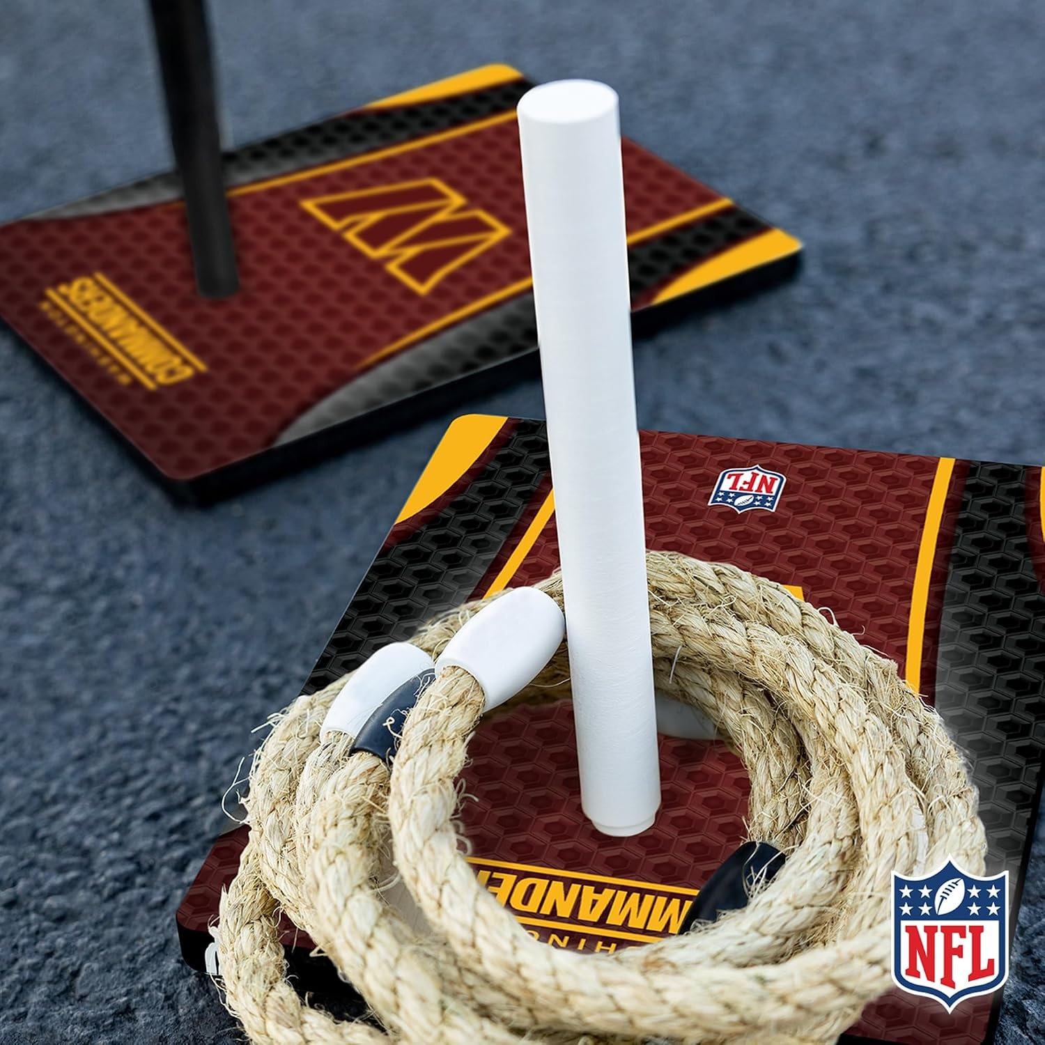 Solid Wood NFL Quoits Set with Direct Print HD Team Graphics – Tailgate Ring Toss Game – Great Gift for Any Football Fan  Ring Toss Family Outdoor Games for The Beach(Washington Commanders)