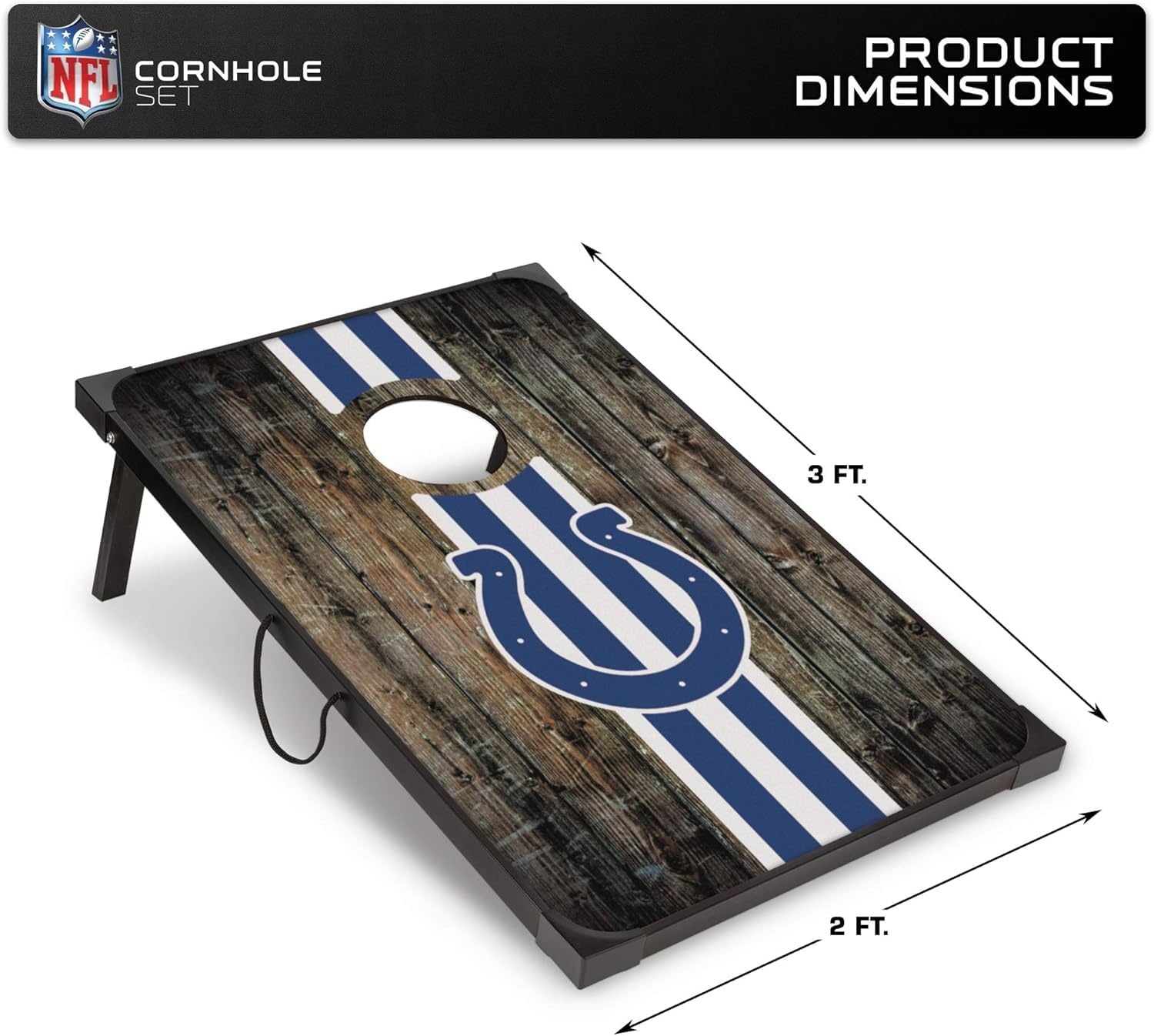 Wild Sports NFL 2′ x 3′ MDF Deluxe Cornhole Set – with Corners and Aprons(Indianapolis Colts)