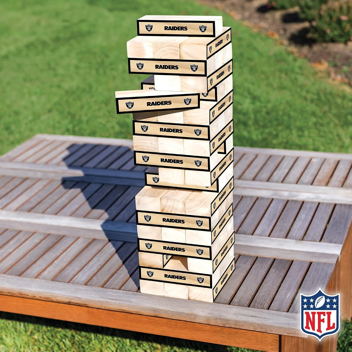 Wild Sports NFL Giant Stacking Wooden Blocks – Tumbling Tower Classic Family Game Stacks – Great Gift for Any Football Fan (Las Vegas Raiders)