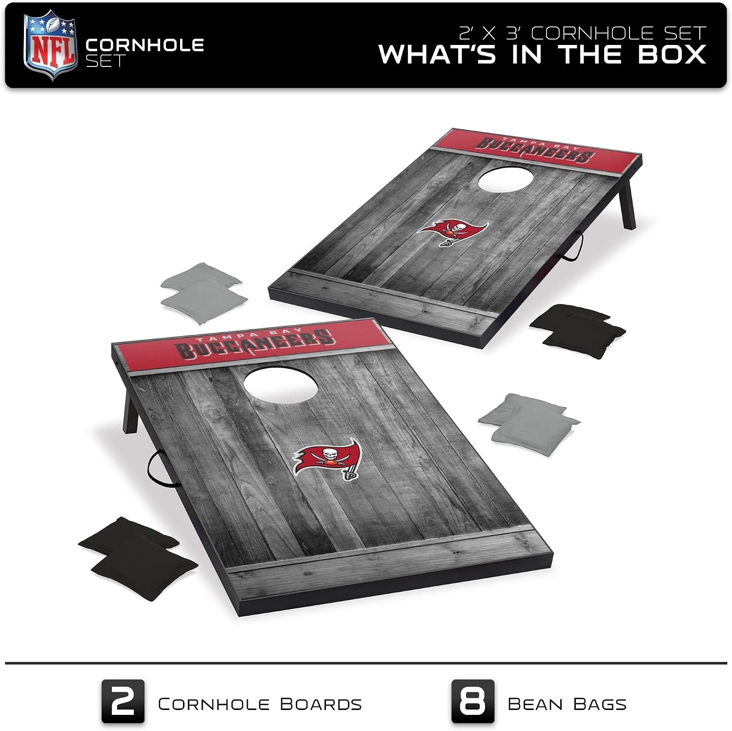 Wild Sports 2’x3′ MDF Wood NFL Cornhole Set(Tampa Bay Buccaneers)