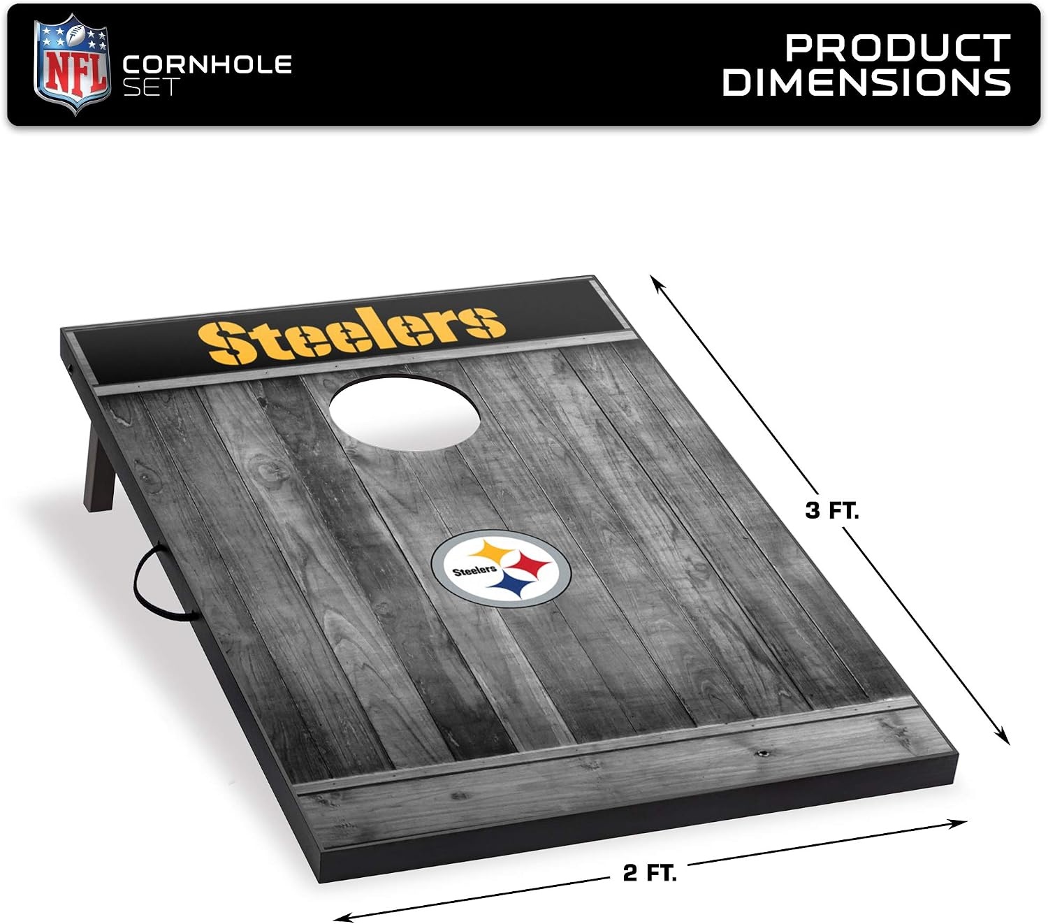 Wild Sports 2’x3′ MDF Wood NFL Cornhole Set(Pittsburgh Steelers)