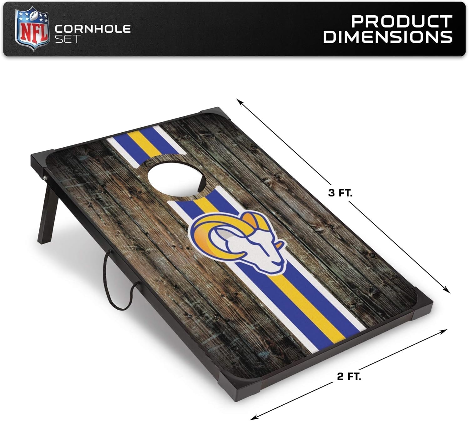 Wild Sports NFL 2′ x 3′ MDF Deluxe Cornhole Set – with Corners and Aprons(Los Angeles Rams)