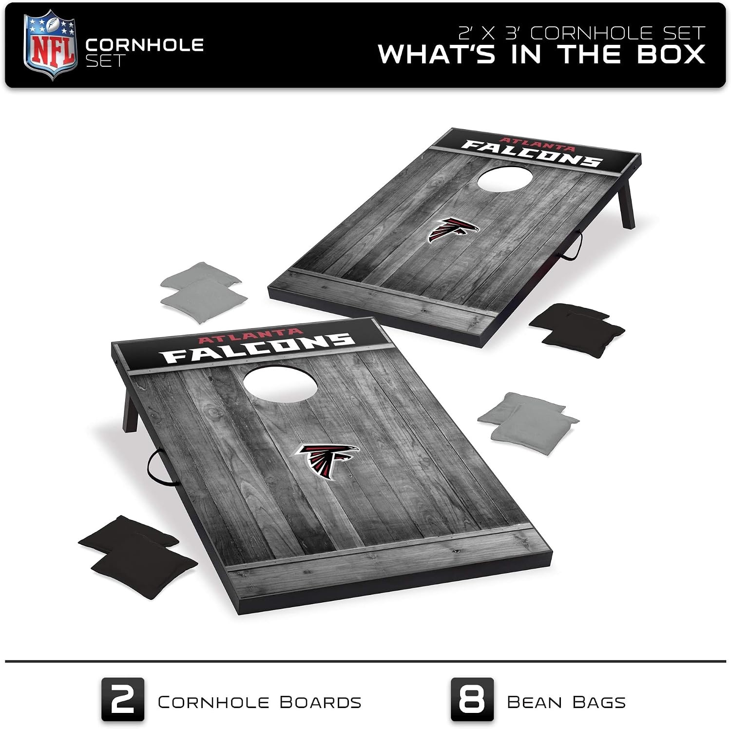 Wild Sports 2’x3′ MDF Wood NFL Cornhole Set(Atlanta Falcons)