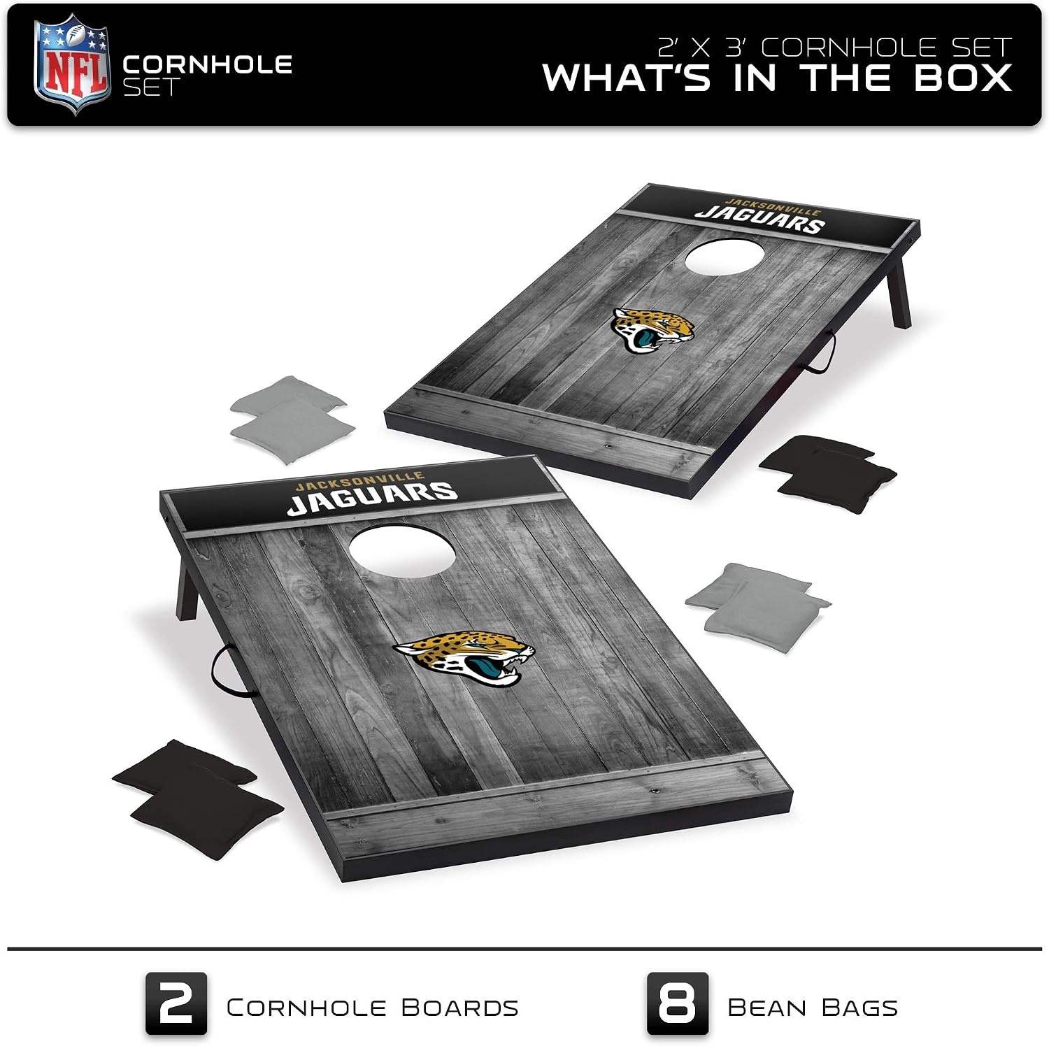 Wild Sports 2’x3′ MDF Wood NFL Cornhole Set(Jacksonville Jaguars)