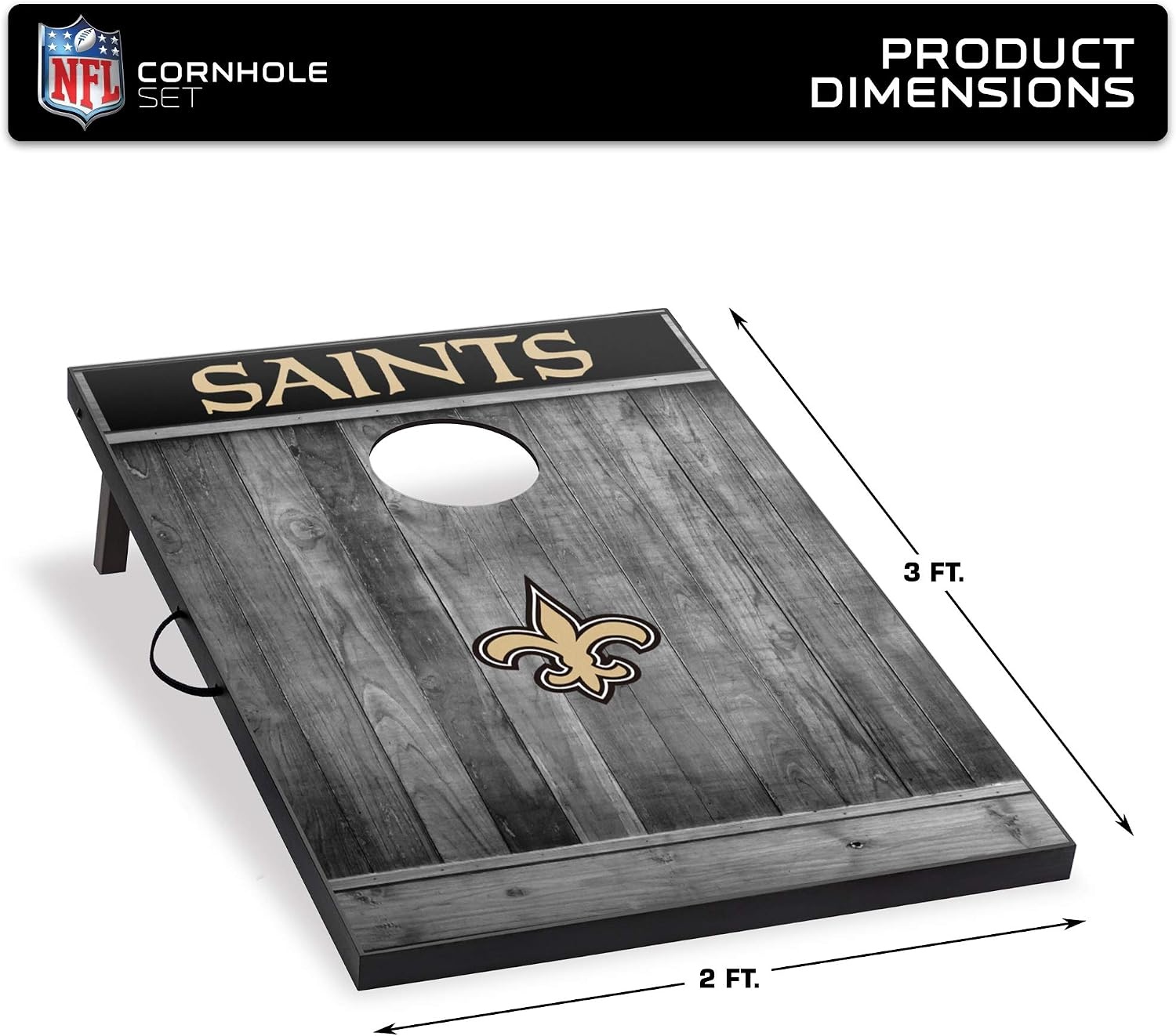 Wild Sports 2’x3′ MDF Wood NFL Cornhole Set(New Orleans Saints)