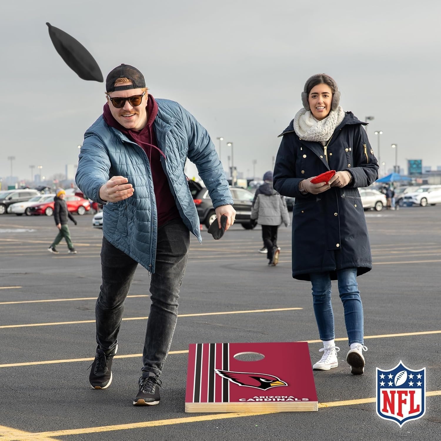 NFL 2′ x 3′ Solid Wood Cornhole Set with Direct Print HD Team Graphics – Great Gift for Any Football Fan  Bean Bag Toss Family Outdoor Games(Arizona Cardinals)