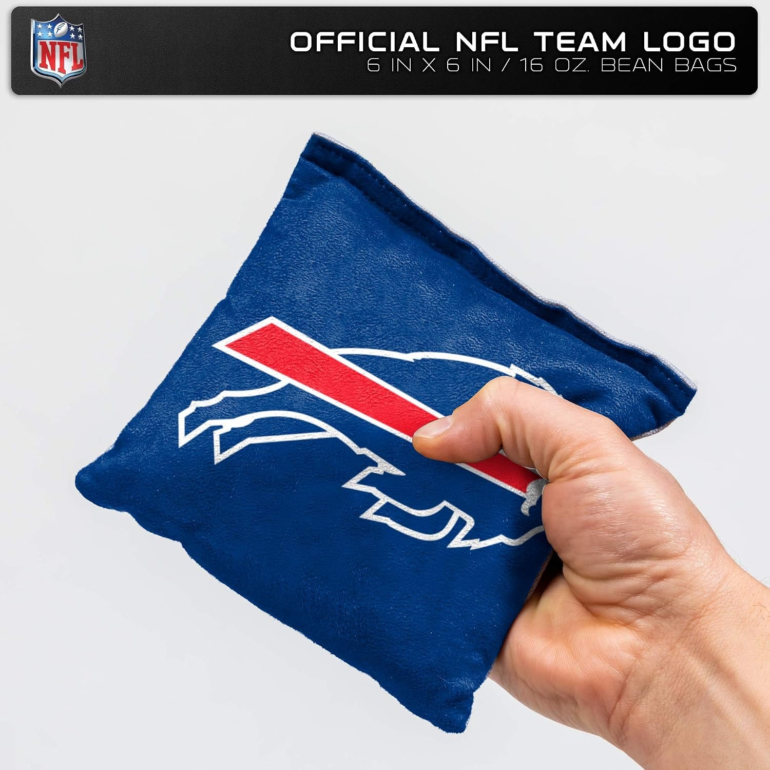 NFL Pro Football Dual Sided Bean Bags by Wild Sports, 8 Count, Premium Toss Bags for Cornhole Set – Great for Tailgates, Outdoors, Backyard(Buffalo Bills)