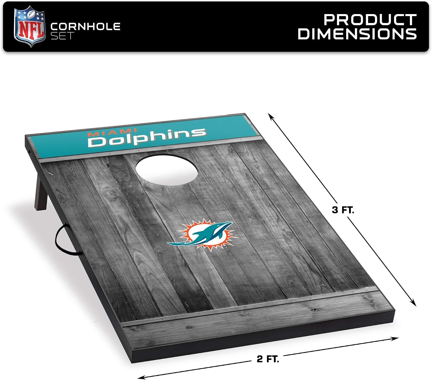 Wild Sports 2’x3′ MDF Wood NFL Cornhole Set(Miami Dolphins)