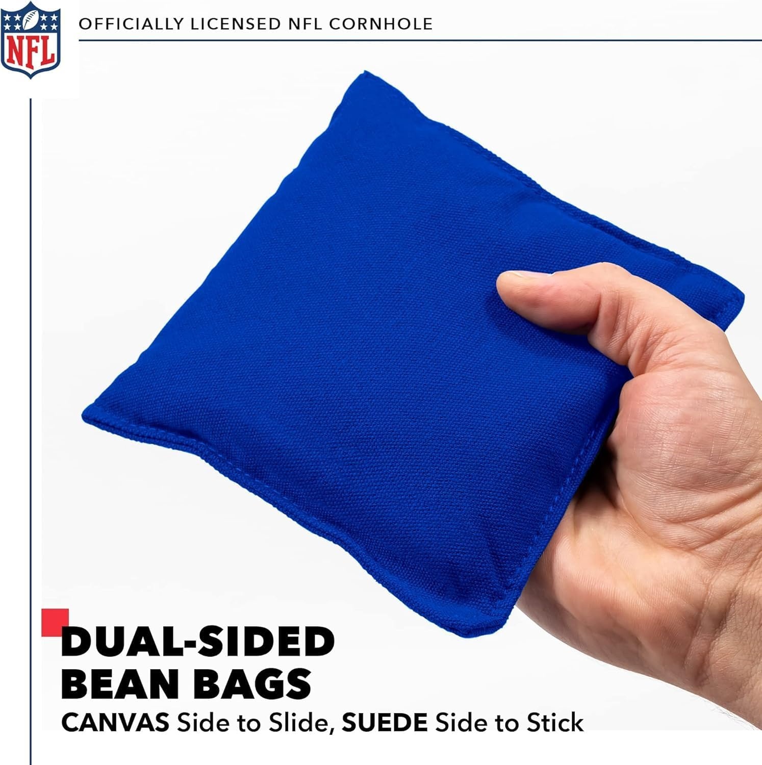 NFL Football 2′ x 4′ Regulation Size Solid Wood Cornhole Set with Direct Print HD Team Graphics Great Gift for Any Football Fan  Bean Bag Toss Family Outdoor Game(Buffalo Bills)