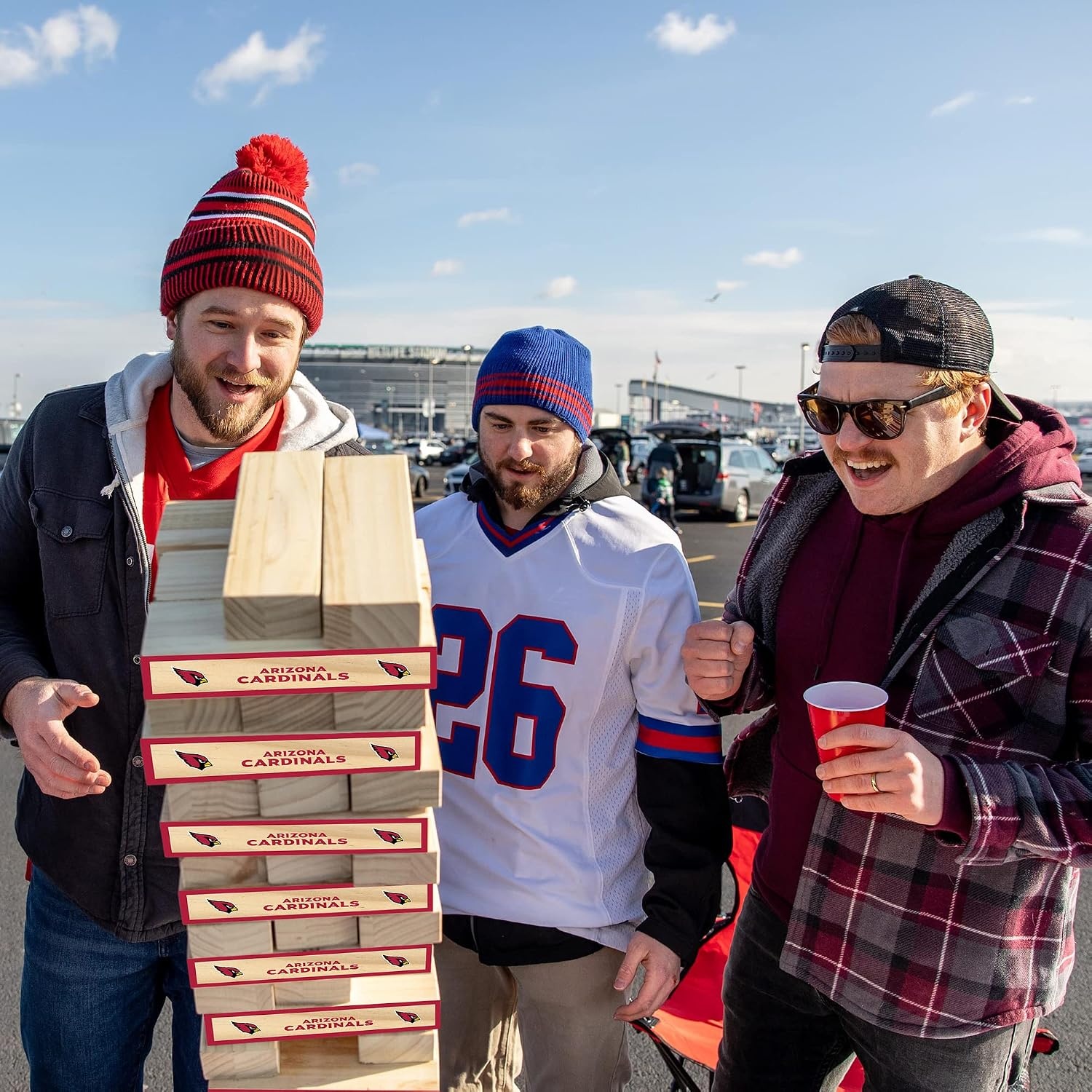 Wild Sports NFL Giant Stacking Wooden Blocks – Tumbling Tower Classic Family Game Stacks – Great Gift for Any Football Fan (Arizona Cardinals)