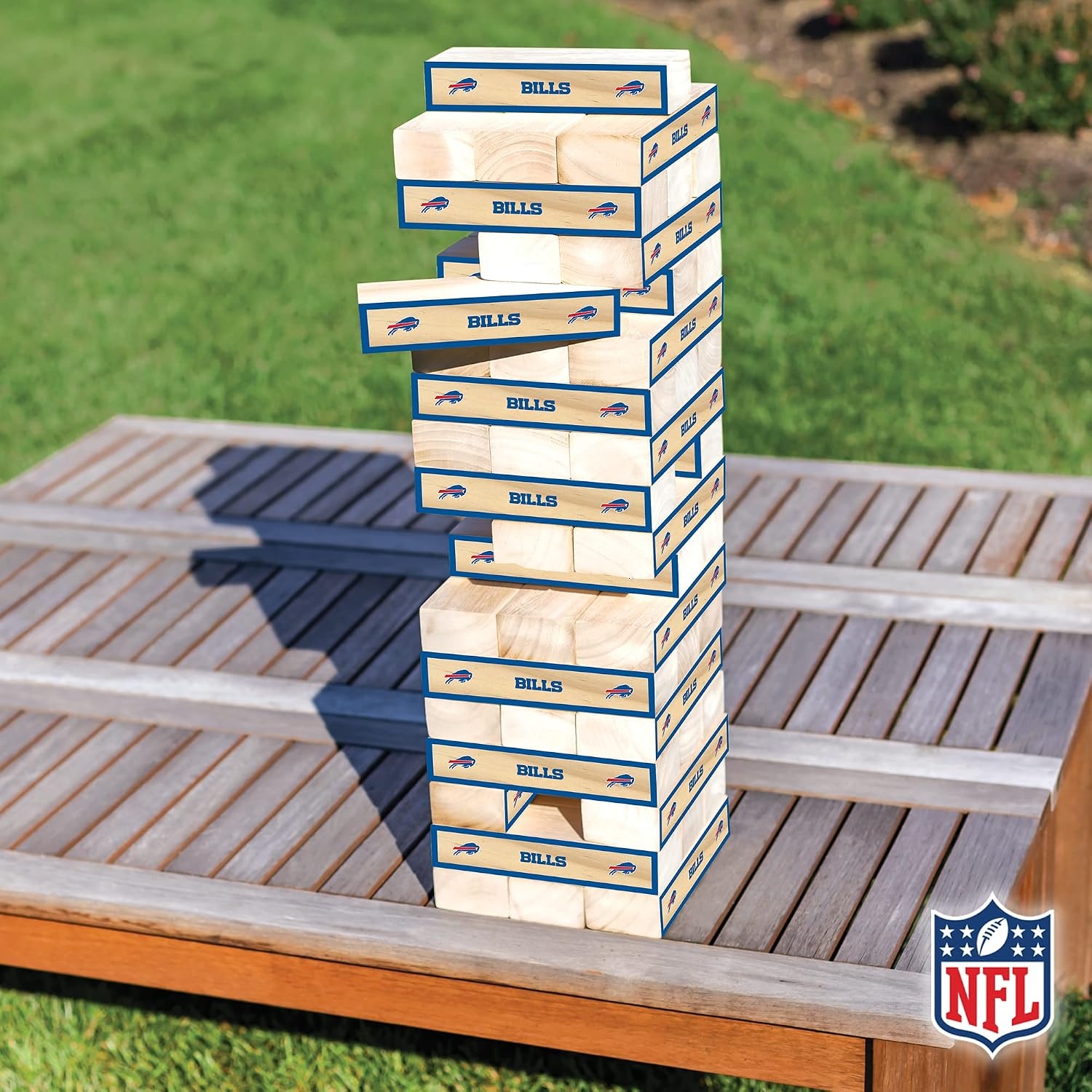 Wild Sports NFL Giant Stacking Wooden Blocks – Tumbling Tower Classic Family Game Stacks – Great Gift for Any Football Fan (Buffalo Bills)