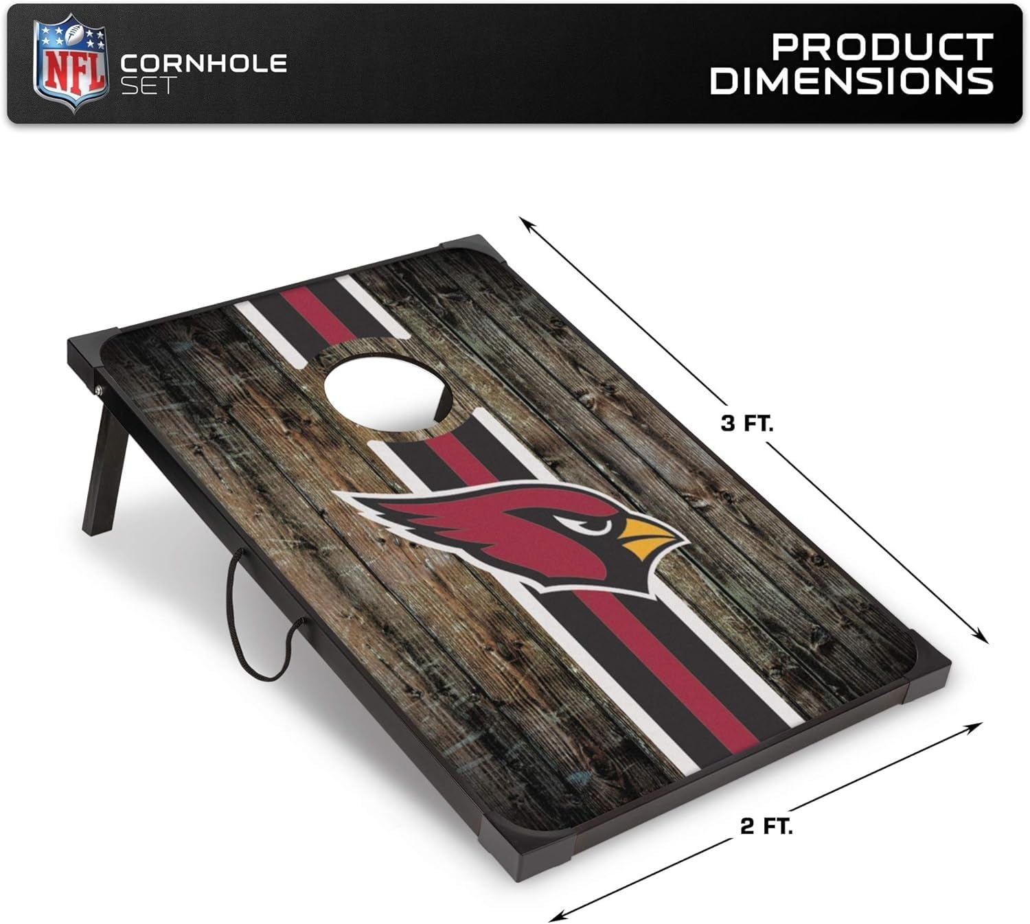 Wild Sports NFL 2′ x 3′ MDF Deluxe Cornhole Set – with Corners and Aprons(Arizona Cardinals)