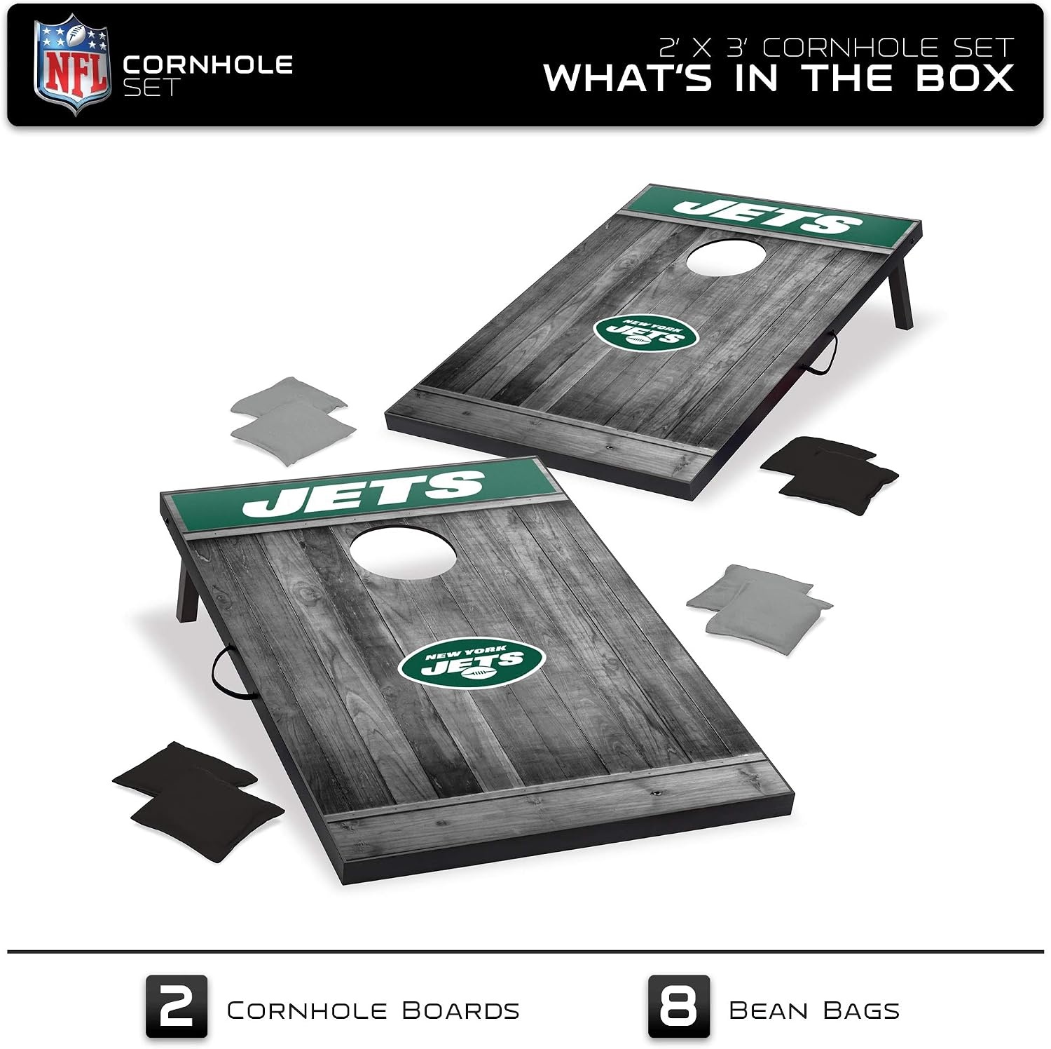 Wild Sports 2’x3′ MDF Wood NFL Cornhole Set(New York Jets)