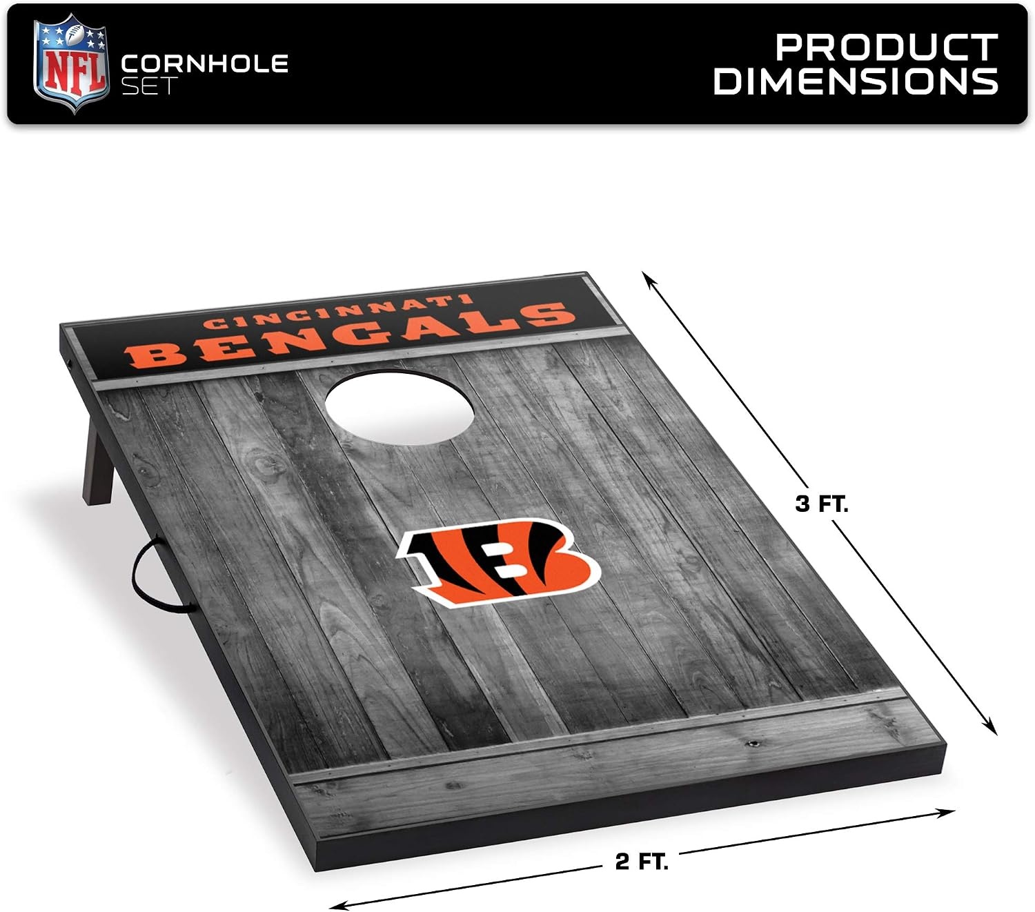 Wild Sports 2’x3′ MDF Wood NFL Cornhole Set(Cincinnati Bengals)