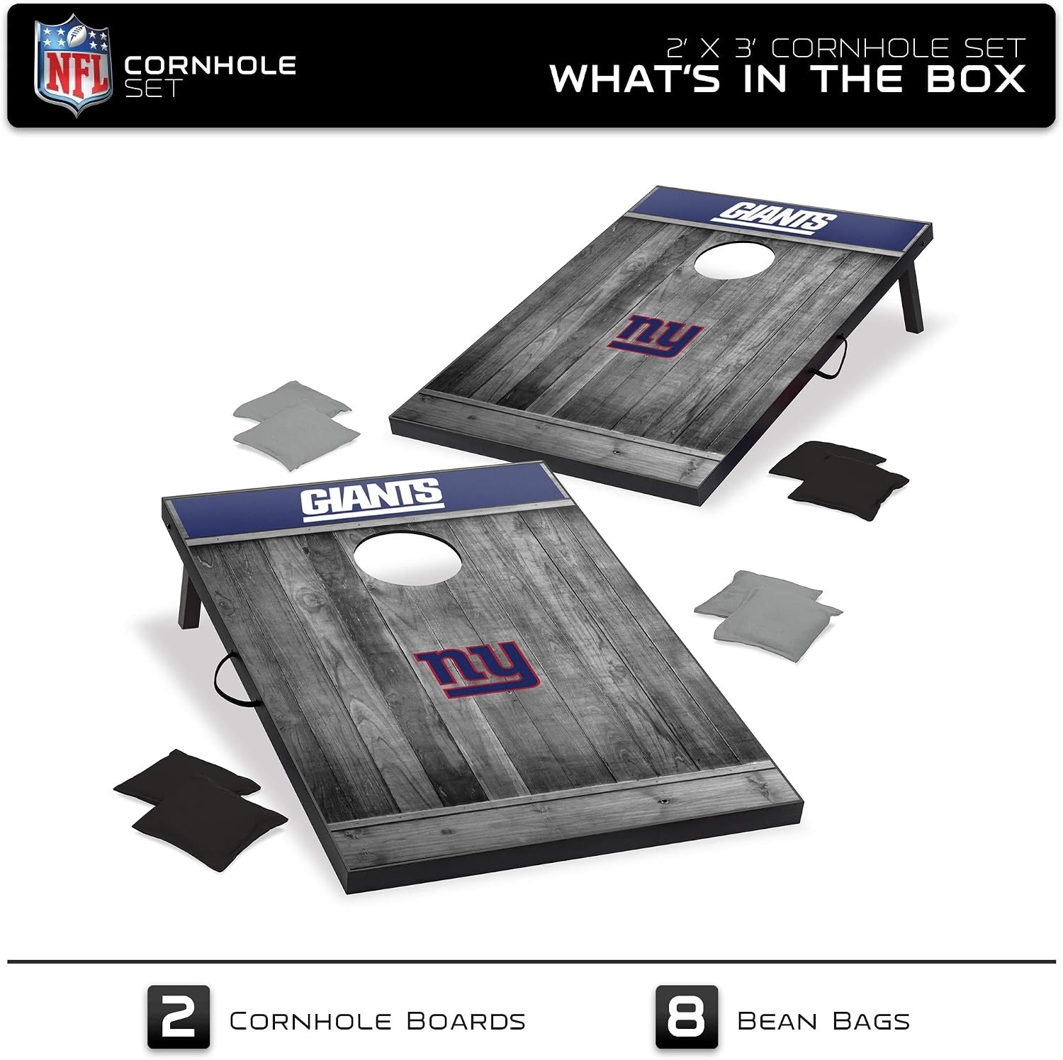 Wild Sports 2’x3′ MDF Wood NFL Cornhole Set(New York Giants)
