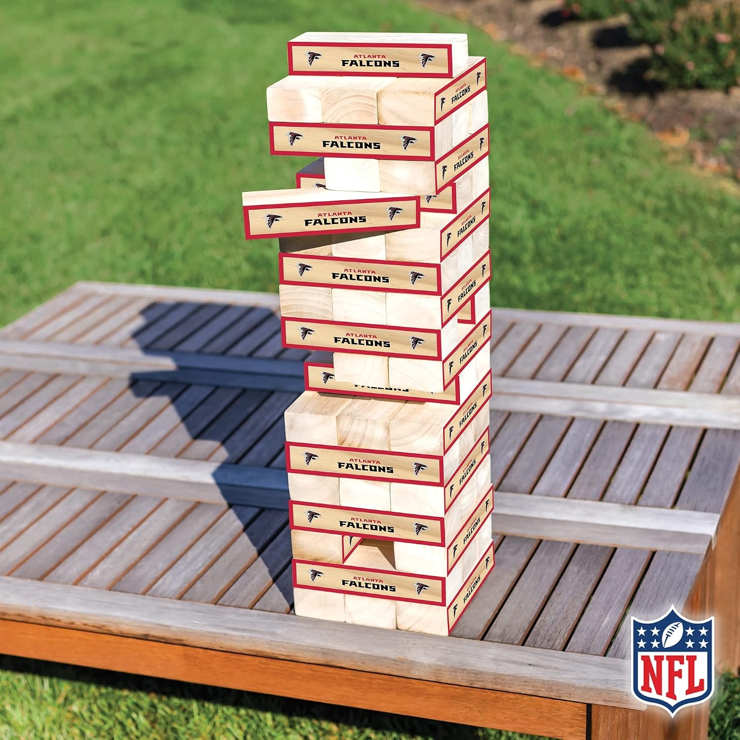 Wild Sports NFL Giant Stacking Wooden Blocks – Tumbling Tower Classic Family Game Stacks – Great Gift for Any Football Fan (Atlanta Falcons)