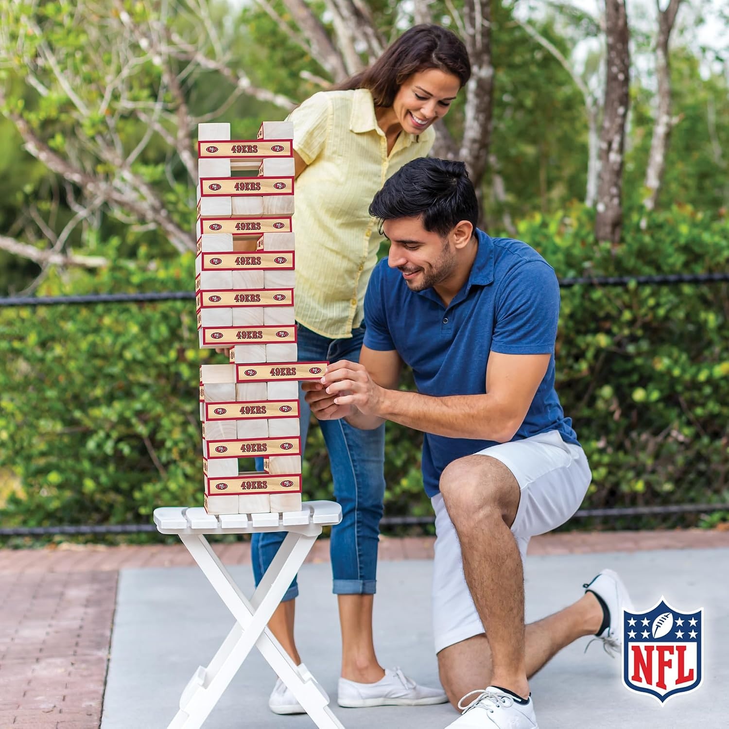 Wild Sports NFL Giant Stacking Wooden Blocks – Tumbling Tower Classic Family Game Stacks – Great Gift for Any Football Fan (San Francisco 49ers)