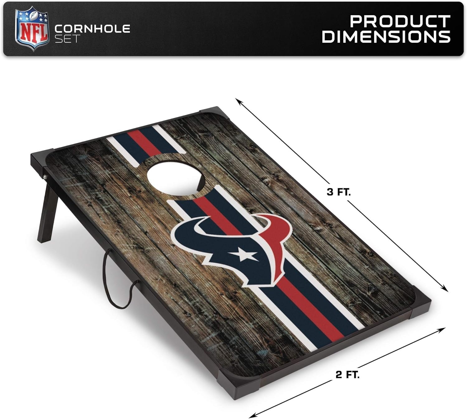 Wild Sports NFL 2′ x 3′ MDF Deluxe Cornhole Set – with Corners and Aprons(Houston Texans)