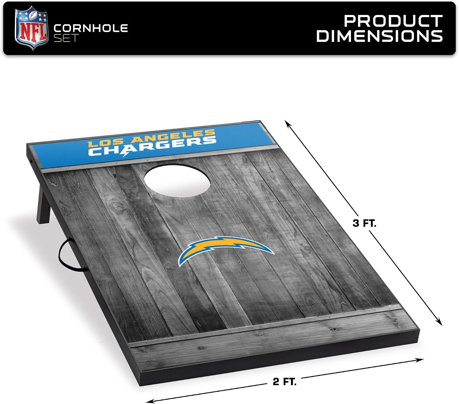Wild Sports 2’x3′ MDF Wood NFL Cornhole Set(Los Angeles Chargers)