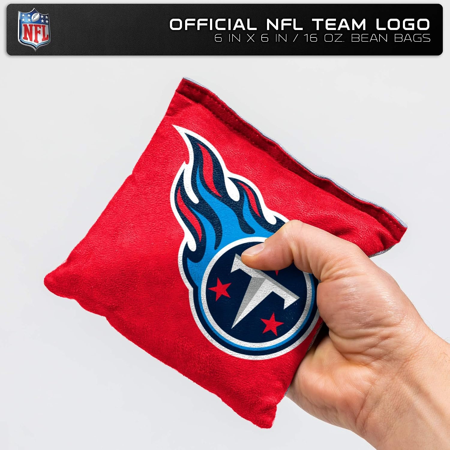 NFL Pro Football Dual Sided Bean Bags by Wild Sports, 8 Count, Premium Toss Bags for Cornhole Set – Great for Tailgates, Outdoors, Backyard(Tennessee Titans)