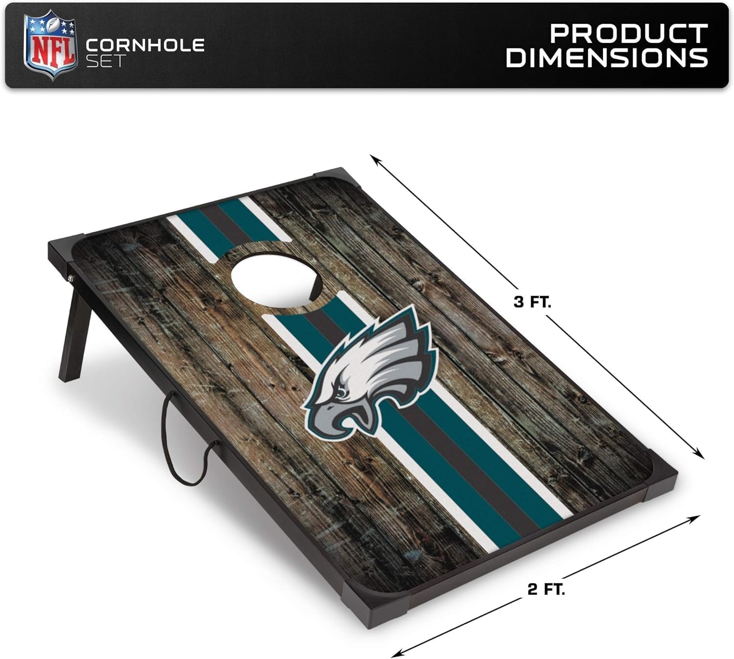 Wild Sports NFL 2′ x 3′ MDF Deluxe Cornhole Set – with Corners and Aprons(Philadelphia Eagles)