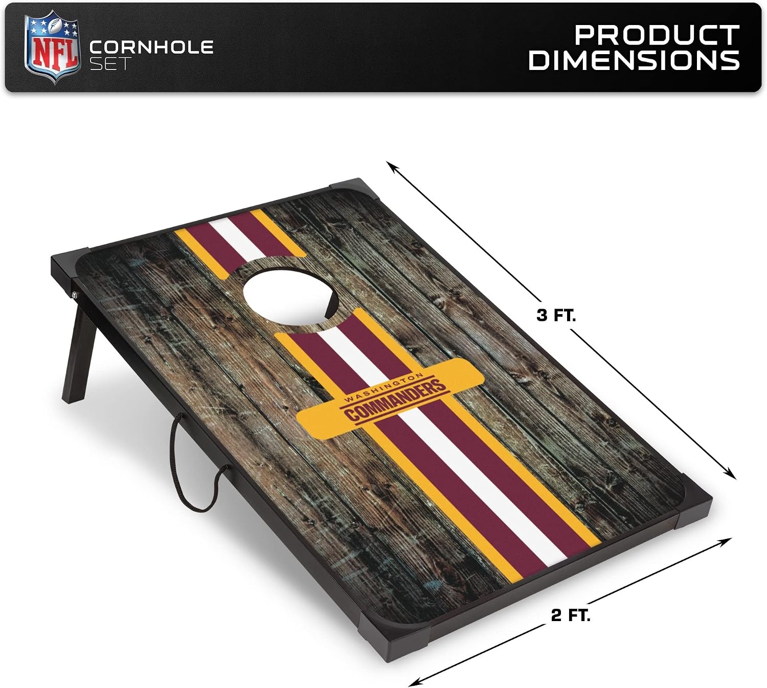 Wild Sports NFL 2′ x 3′ MDF Deluxe Cornhole Set – with Corners and Aprons(Washington Football Team)