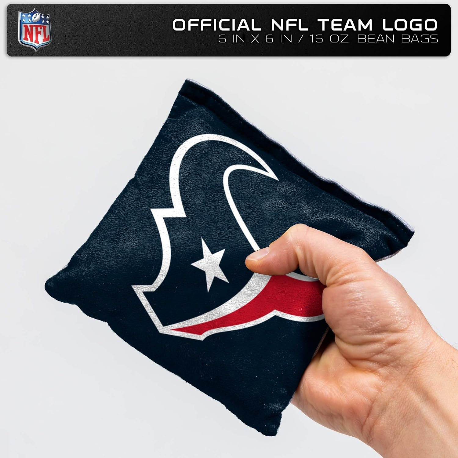 NFL Pro Football Dual Sided Bean Bags by Wild Sports, 8 Count, Premium Toss Bags for Cornhole Set – Great for Tailgates, Outdoors, Backyard(Houston Texans)