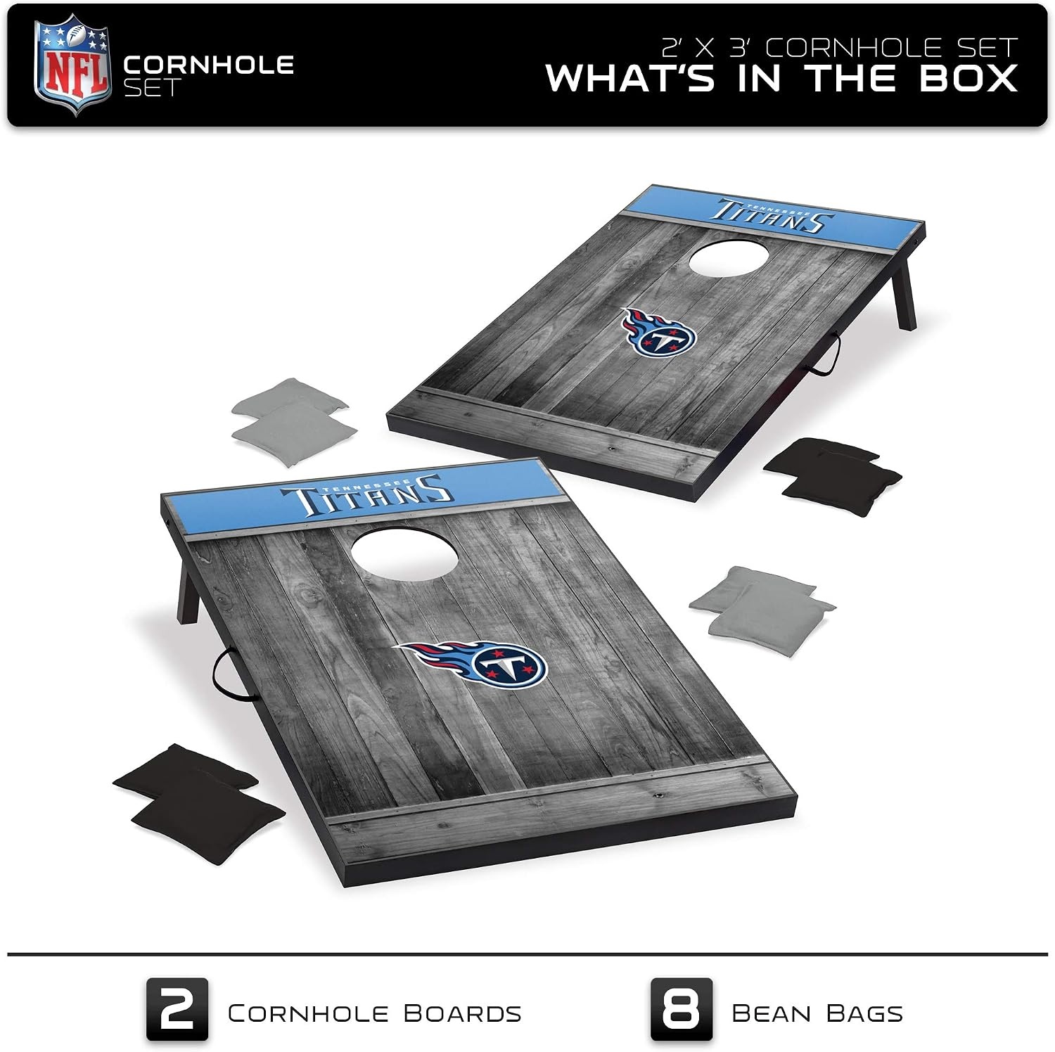 Wild Sports 2’x3′ MDF Wood NFL Cornhole Set(Tennessee Titans)
