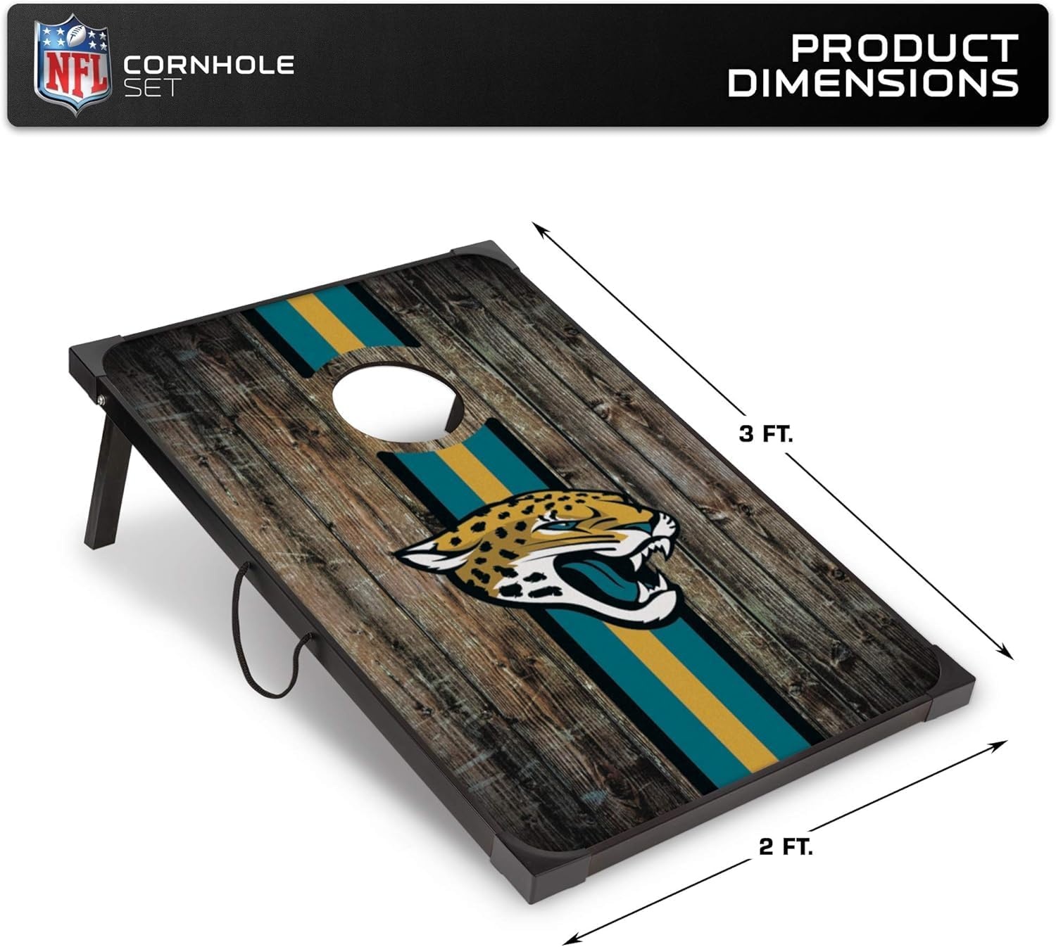 Wild Sports NFL 2′ x 3′ MDF Deluxe Cornhole Set – with Corners and Aprons(Jacksonville Jaguars)