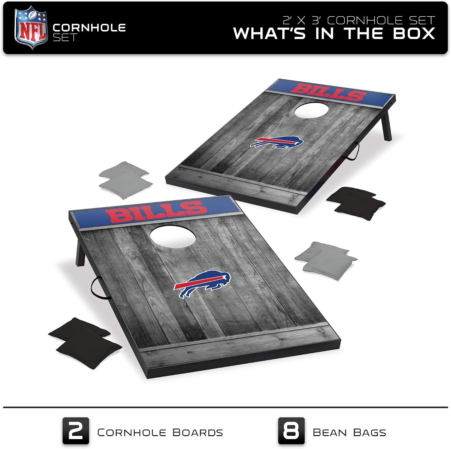 Wild Sports 2’x3′ MDF Wood NFL Cornhole Set(Buffalo Bills)