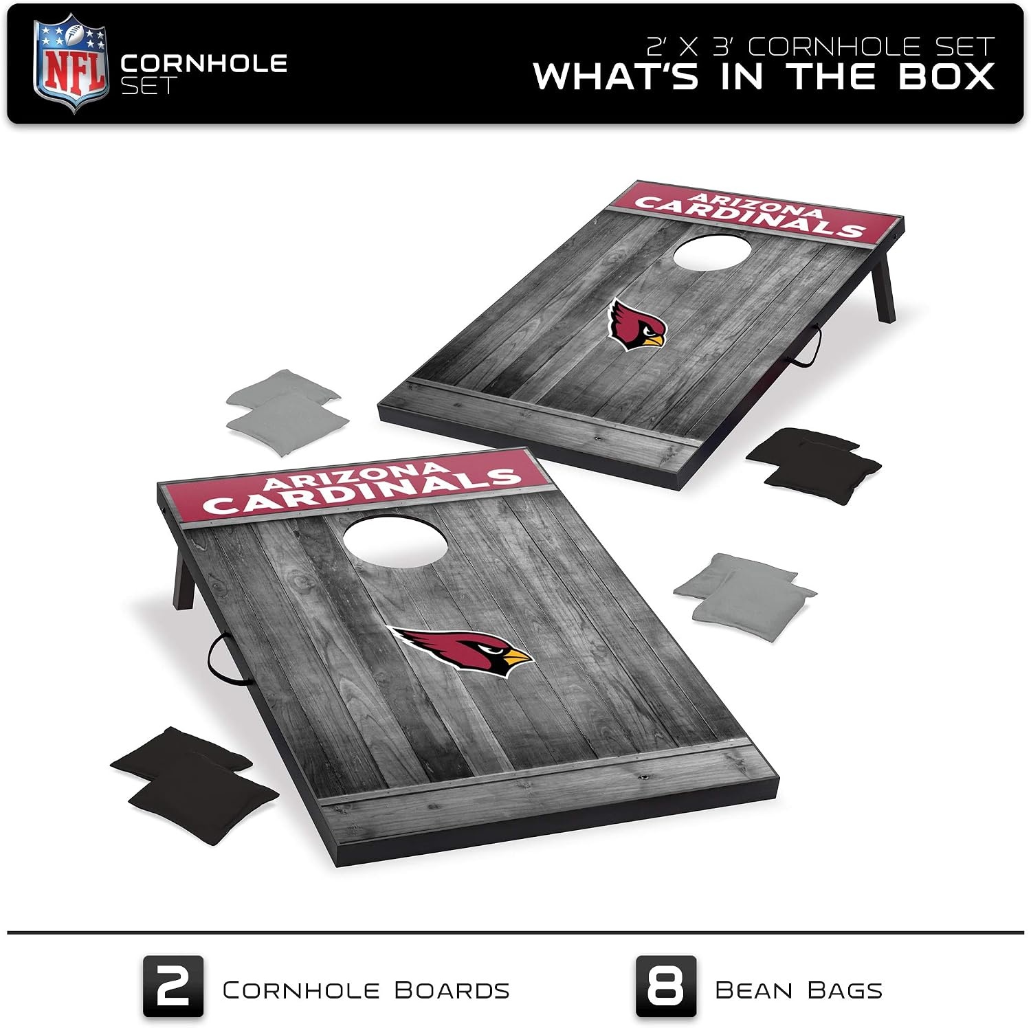 Wild Sports 2’x3′ MDF Wood NFL Cornhole Set(Arizona Cardinals)