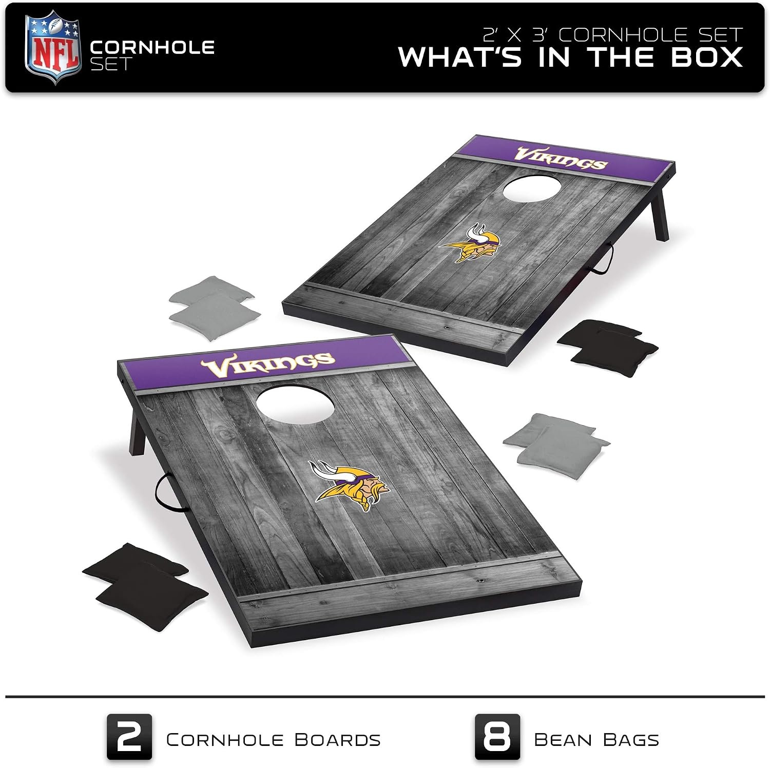 Wild Sports 2’x3′ MDF Wood NFL Cornhole Set(Minnesota Vikings)