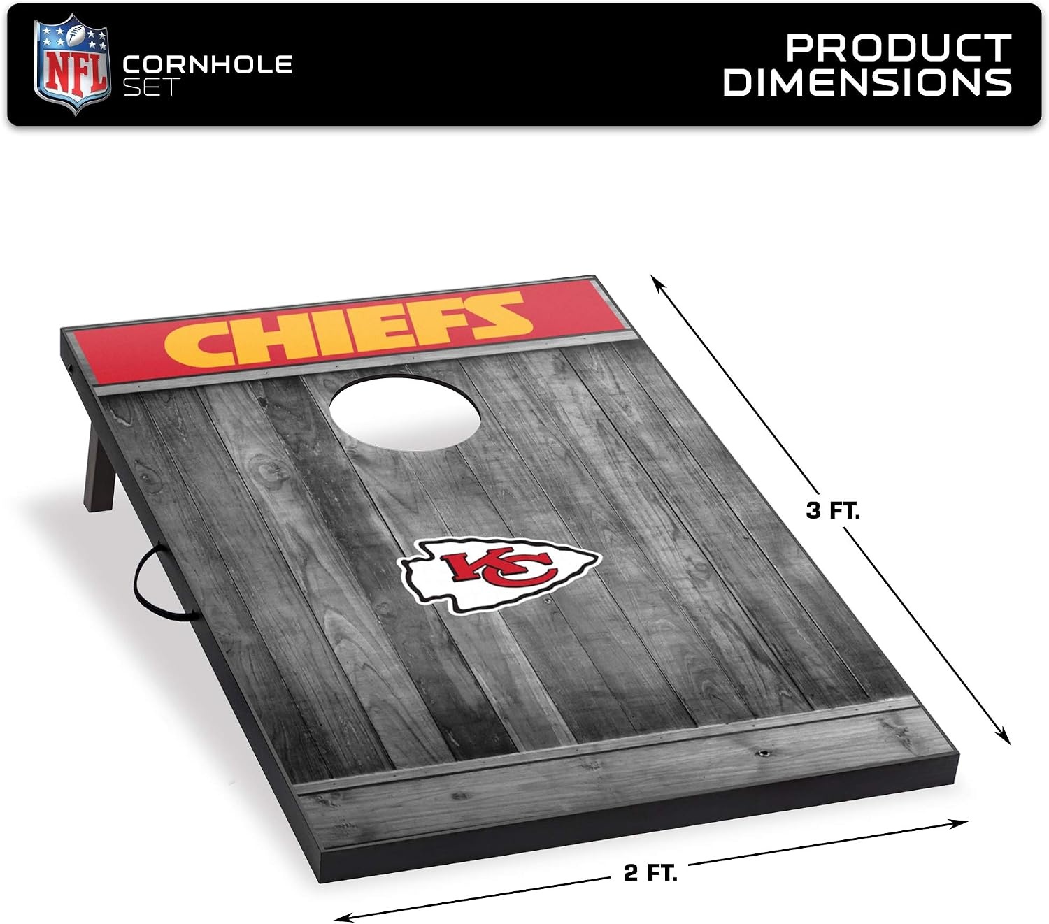 Wild Sports 2’x3′ MDF Wood NFL Cornhole Set(Kansas City Chiefs)
