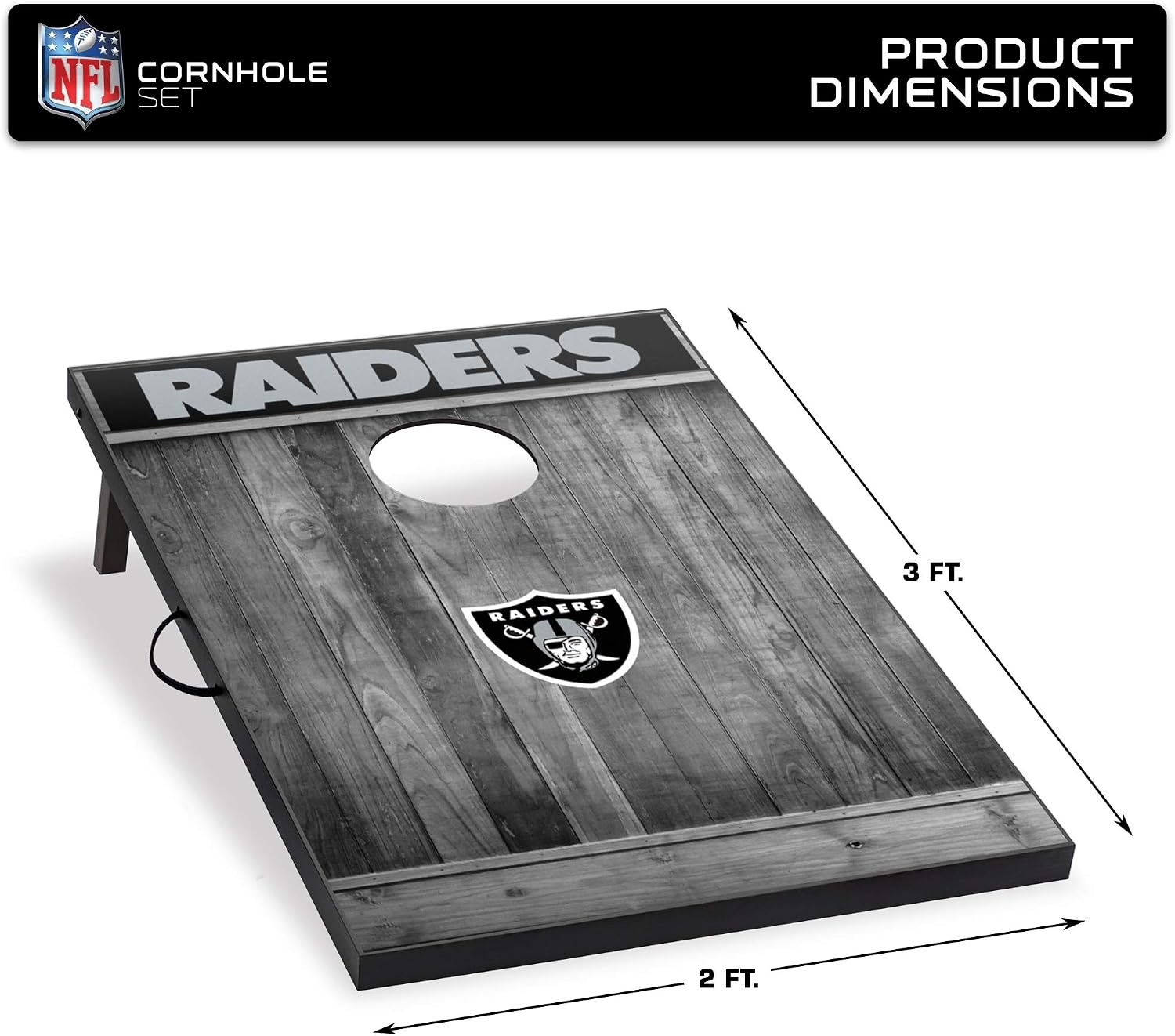Wild Sports 2’x3′ MDF Wood NFL Cornhole Set(Las Vegas Raiders)