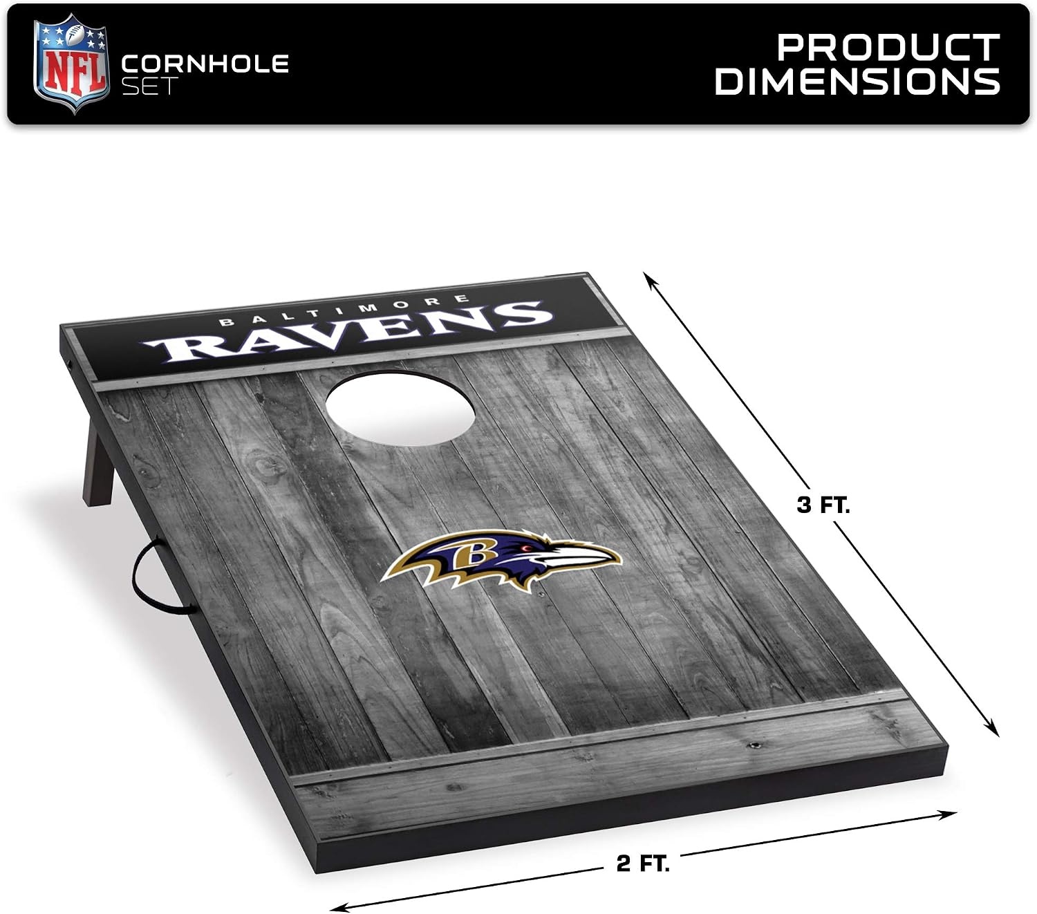 Wild Sports 2’x3′ MDF Wood NFL Cornhole Set(Baltimore Ravens)