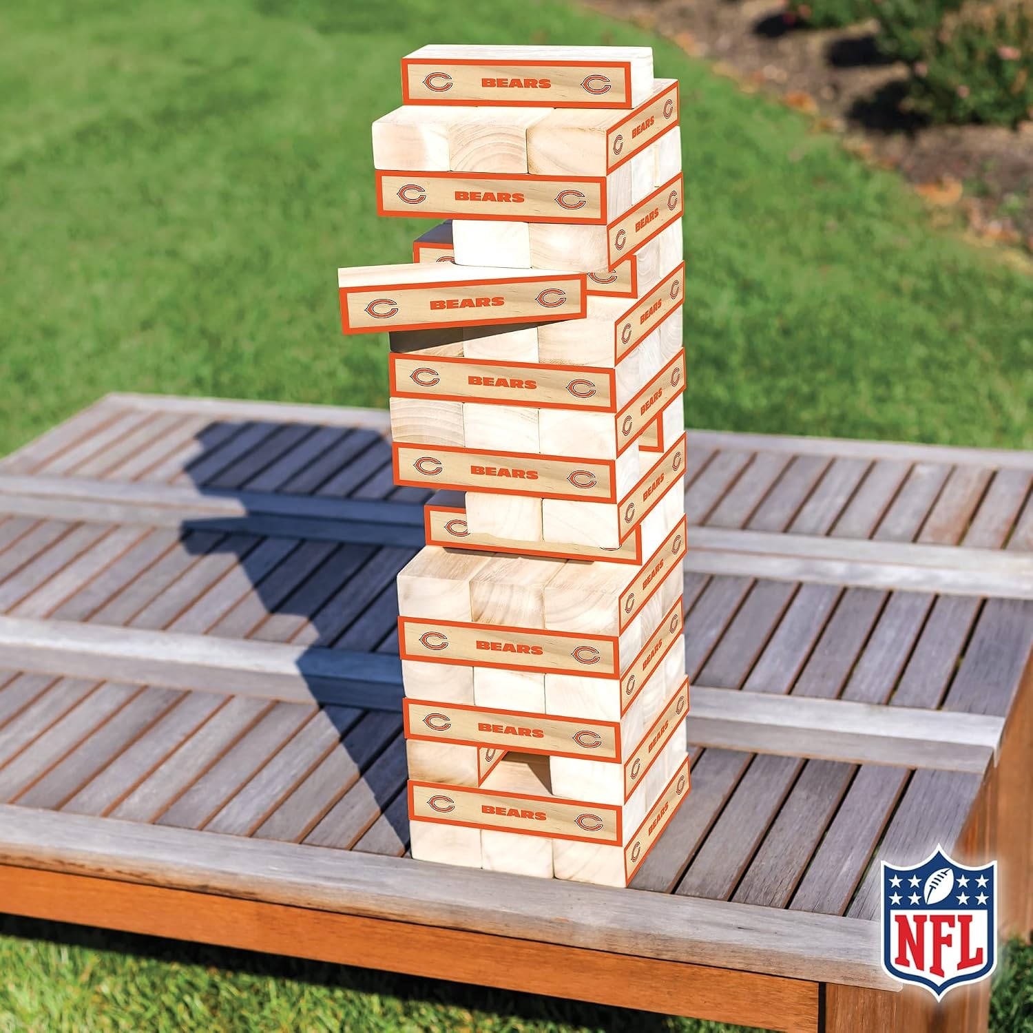 Wild Sports NFL Giant Stacking Wooden Blocks – Tumbling Tower Classic Family Game Stacks – Great Gift for Any Football Fan (Chicago Bears)