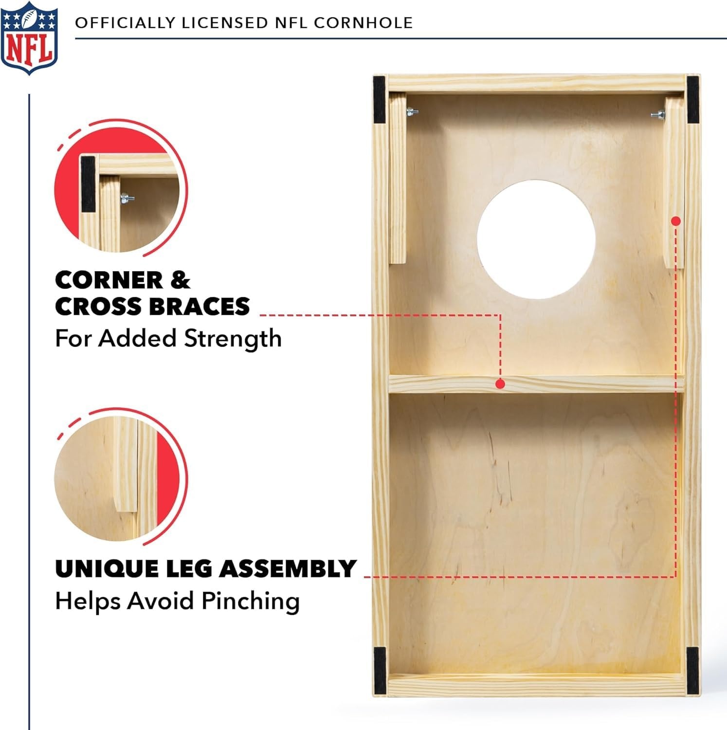 NFL Football Portable Size 1′ x 2′ Solid Wood Cornhole Set with Direct Print HD Team Graphics – Travel Size(Cincinnati Bengals)