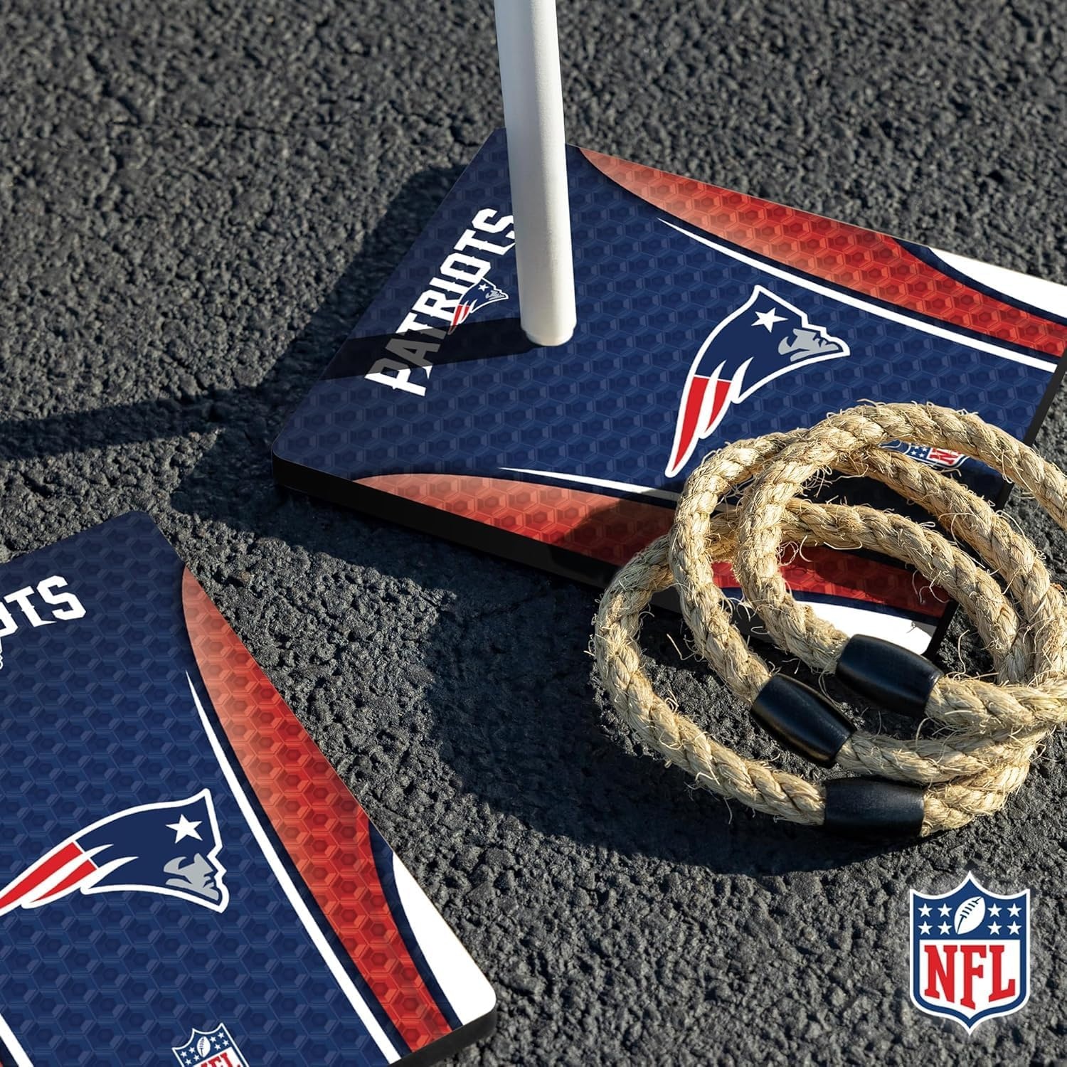 Solid Wood NFL Quoits Set with Direct Print HD Team Graphics – Tailgate Ring Toss Game – Great Gift for Any Football Fan  Ring Toss Family Outdoor Games for The Beach(New England Patriots)