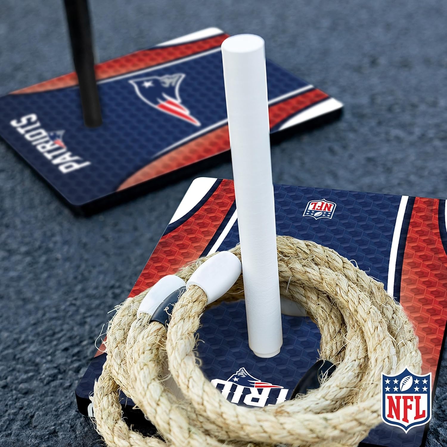 Solid Wood NFL Quoits Set with Direct Print HD Team Graphics – Tailgate Ring Toss Game – Great Gift for Any Football Fan  Ring Toss Family Outdoor Games for The Beach(New England Patriots)