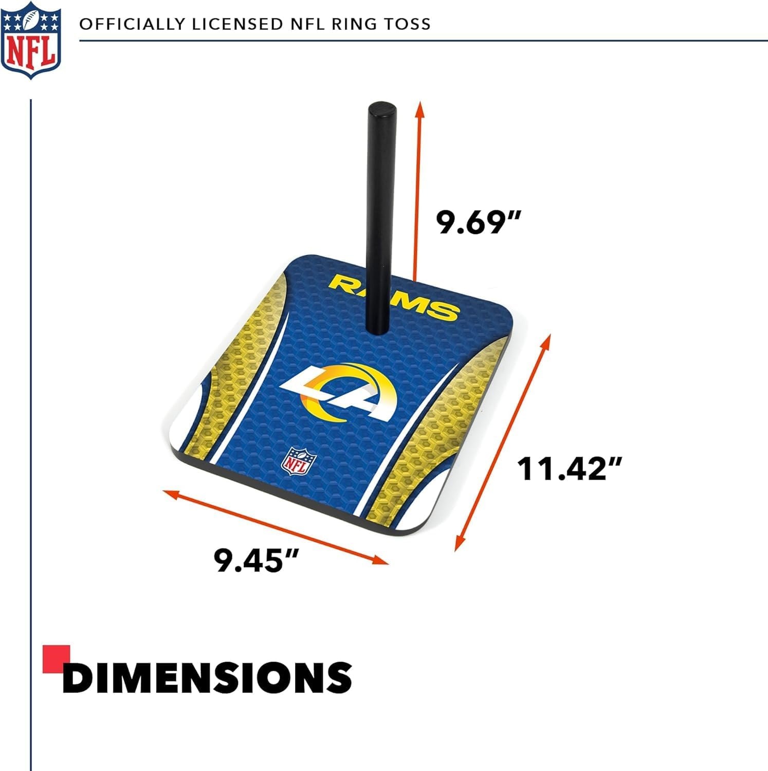 Solid Wood NFL Quoits Set with Direct Print HD Team Graphics – Tailgate Ring Toss Game – Great Gift for Any Football Fan  Ring Toss Family Outdoor Games for The Beach(Los Angeles Rams)