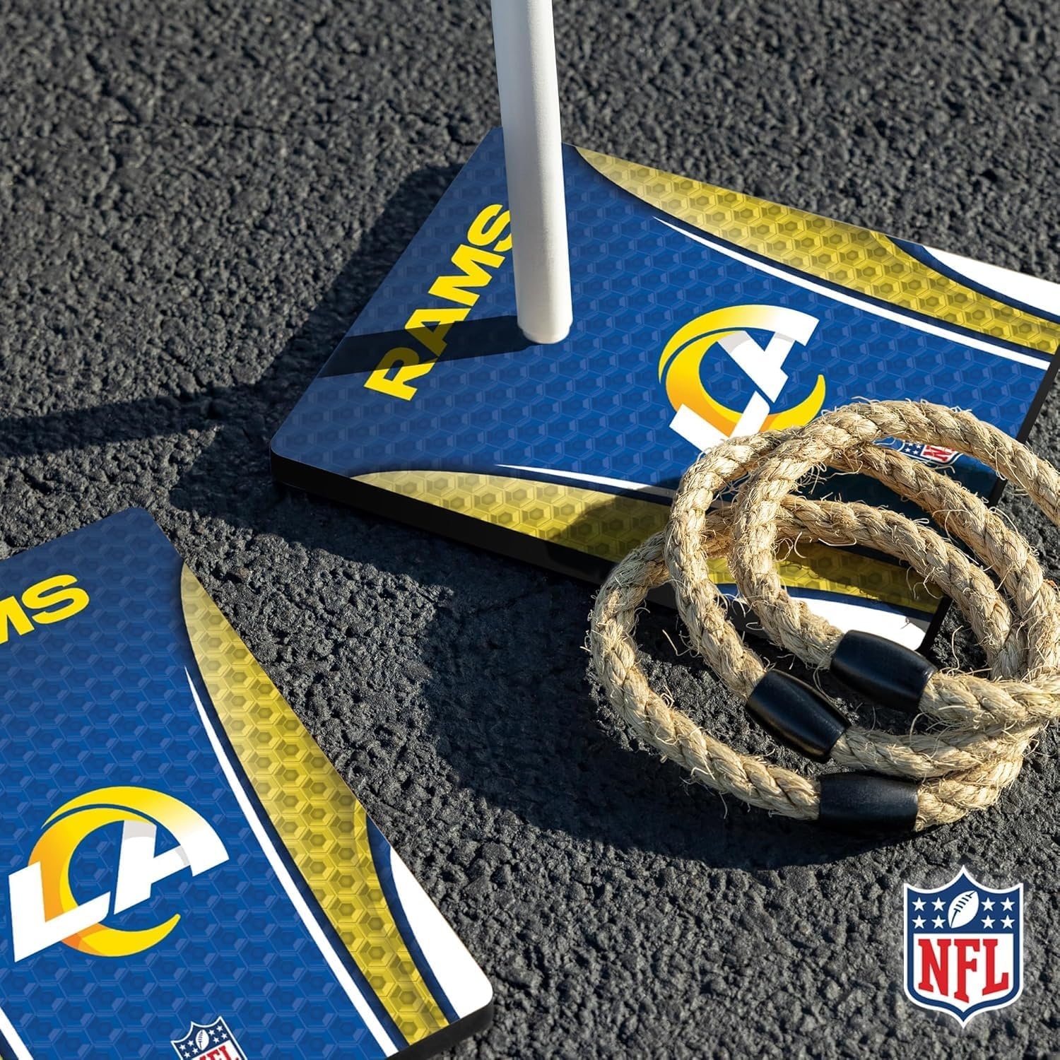 Solid Wood NFL Quoits Set with Direct Print HD Team Graphics – Tailgate Ring Toss Game – Great Gift for Any Football Fan  Ring Toss Family Outdoor Games for The Beach(Los Angeles Rams)