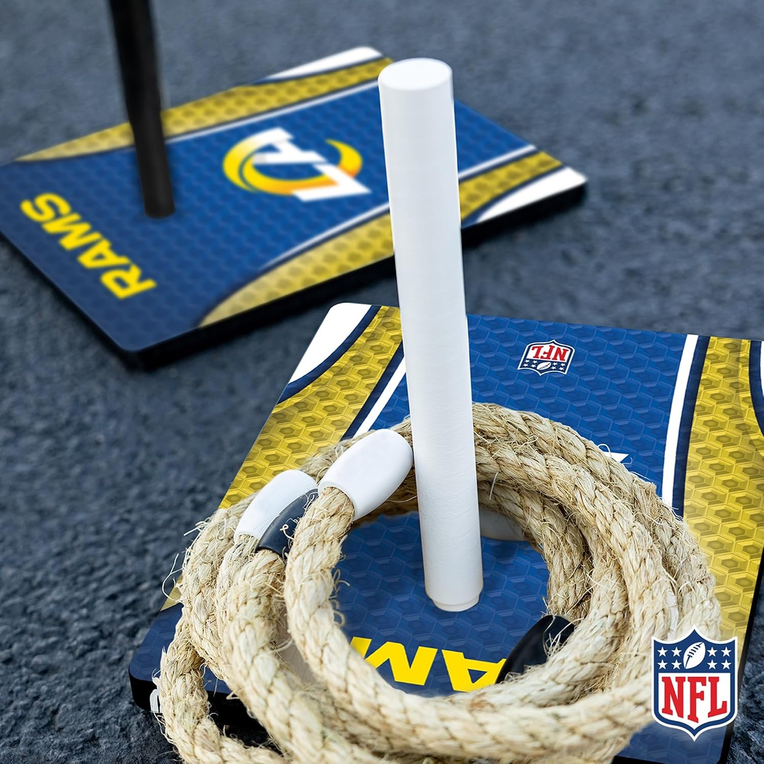Solid Wood NFL Quoits Set with Direct Print HD Team Graphics – Tailgate Ring Toss Game – Great Gift for Any Football Fan  Ring Toss Family Outdoor Games for The Beach(Los Angeles Rams)